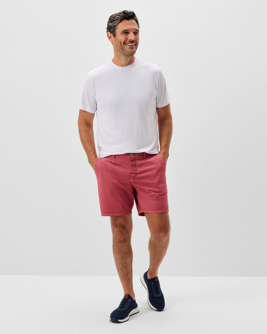 Johnnie-O Nassau Cotton Blend Shorts - 7" Inseam, Washed Red