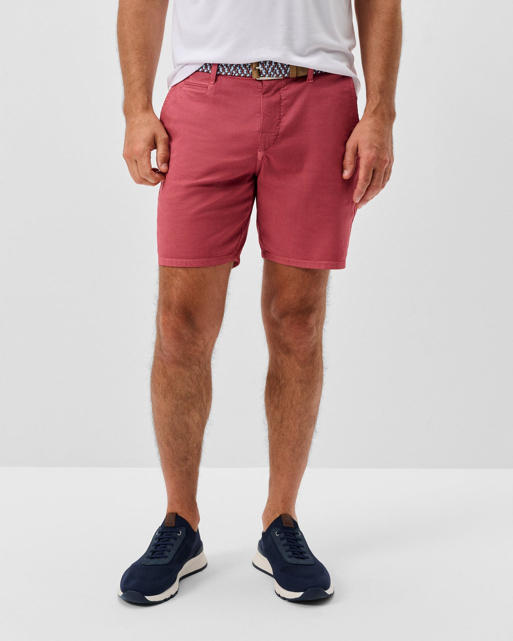 Johnnie-O Nassau Cotton Blend Shorts - 7" Inseam, Washed Red