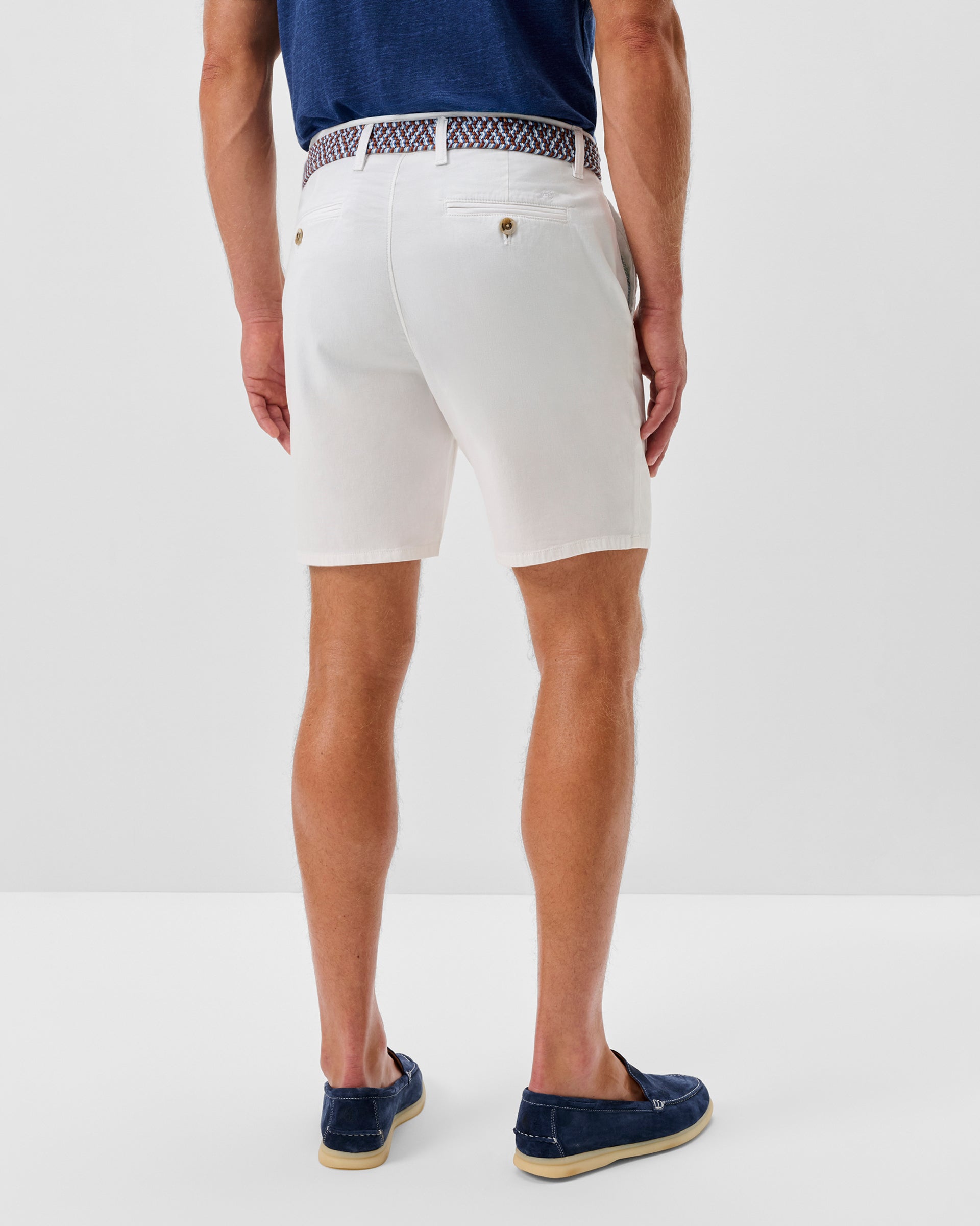 Johnnie-O Nassau Cotton Blend Shorts - 7" Inseam, White