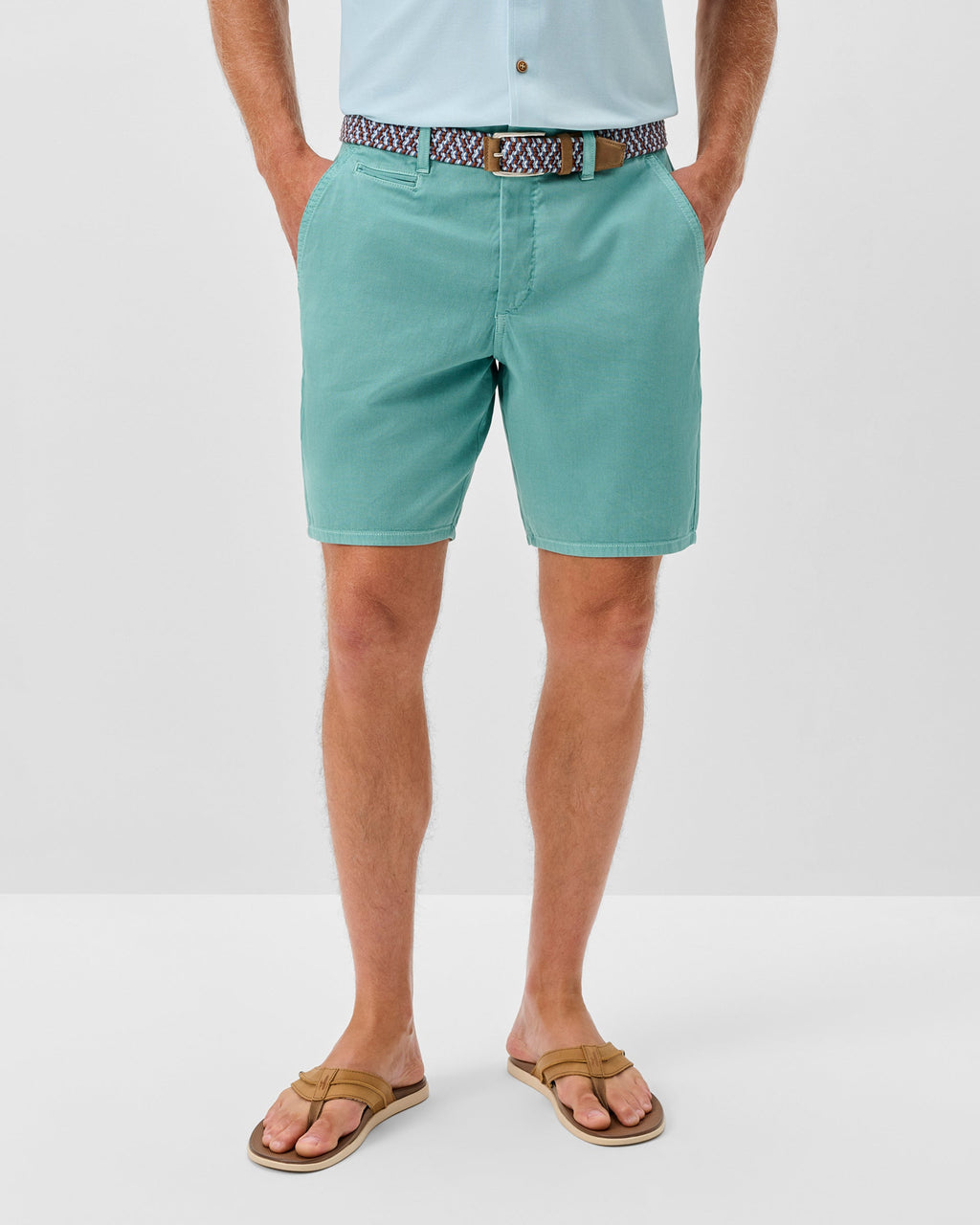 Johnnie-O Nassau Cotton Blend Shorts -  8' inseam, Green Grass