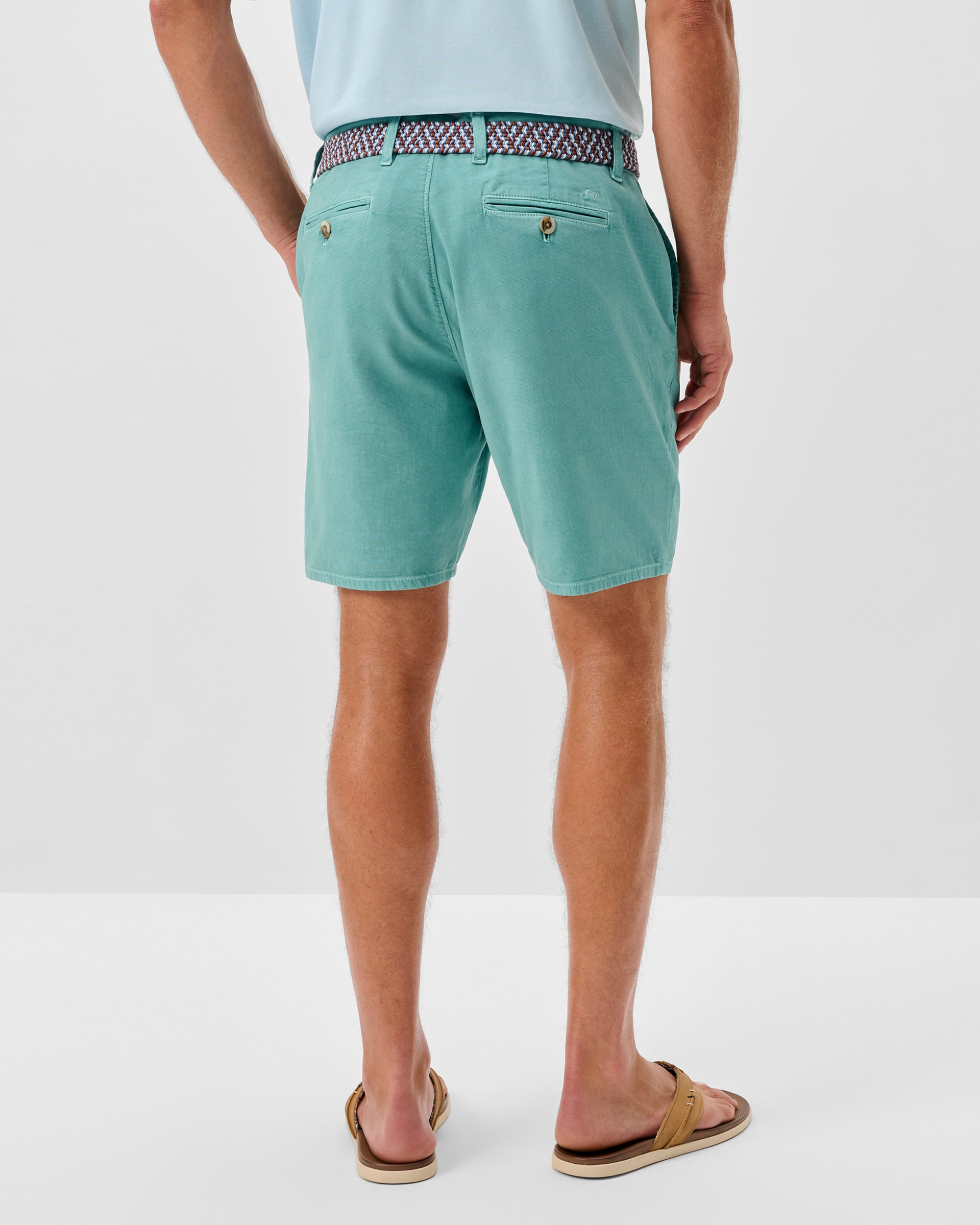 Johnnie-O Nassau Cotton Blend Shorts -  8' inseam, Green Grass