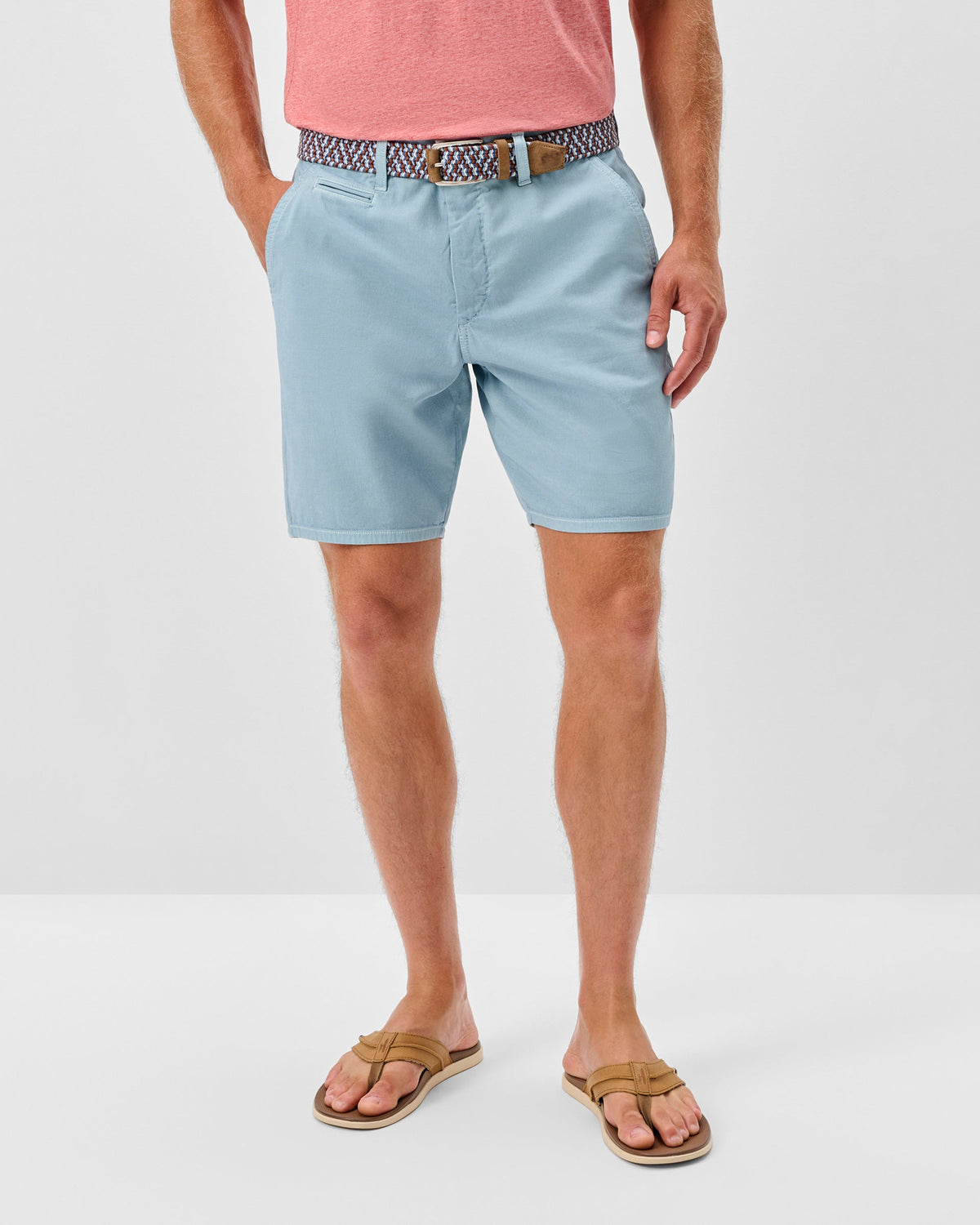 Johnnie-O Nassau Cotton Blend Shorts -  8' inseam, Kona