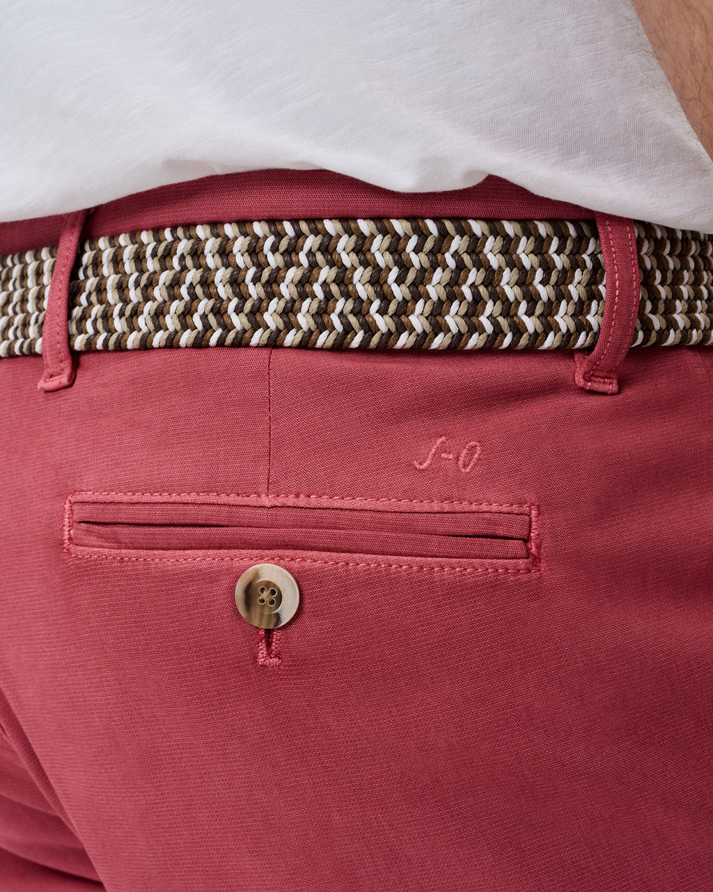 Johnnie-O Nassau Cotton Blend Shorts -  8' inseam, Washed Red