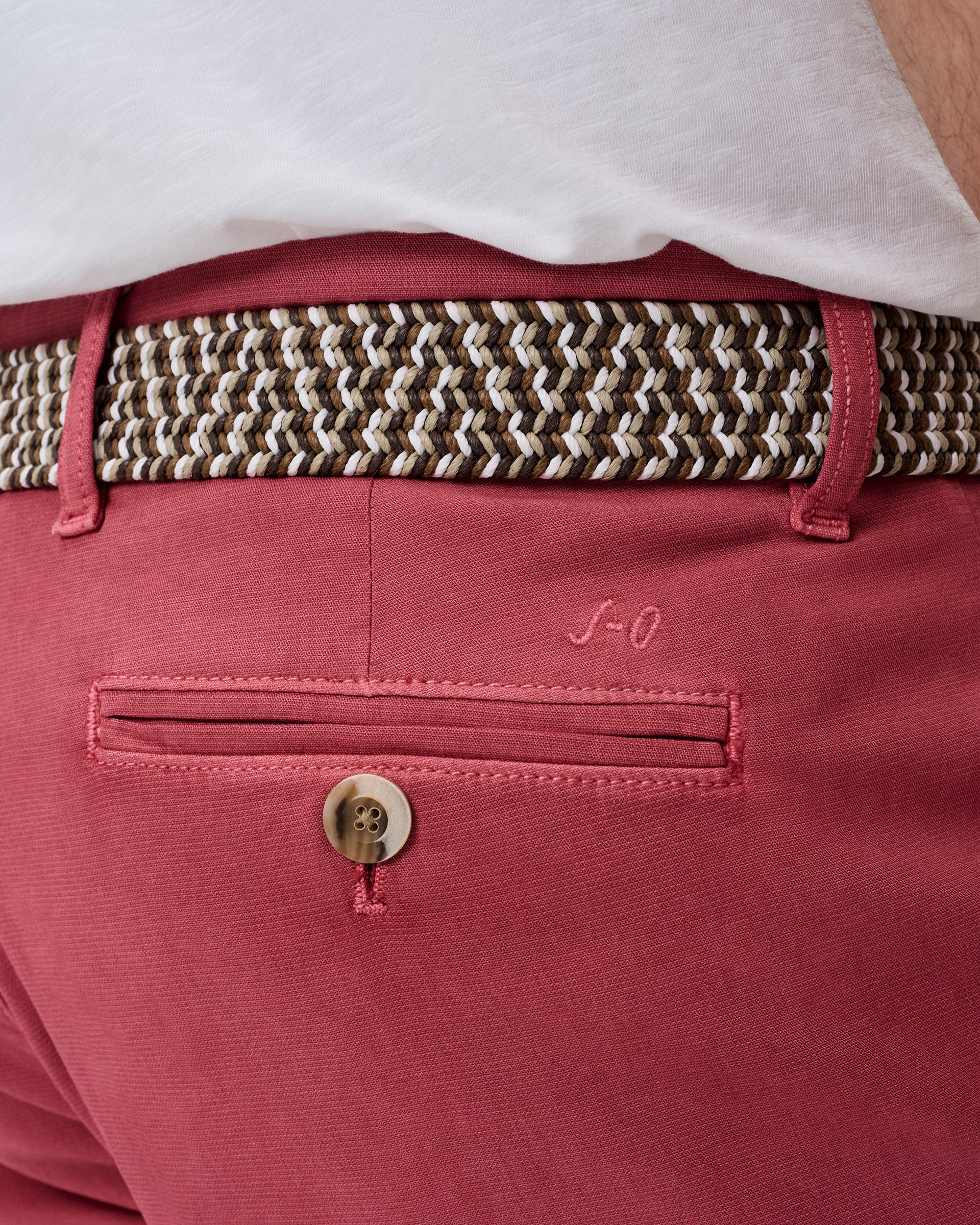 Johnnie-O Nassau Cotton Blend Shorts -  8' inseam, Washed Red