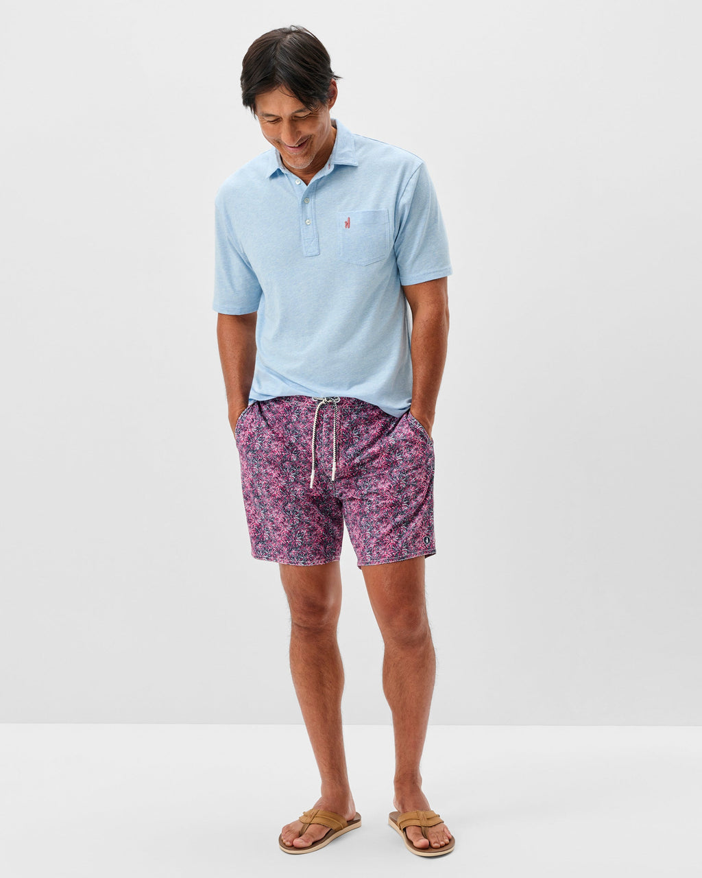 Johnnie-O Half Elastic 7" Swim Trunks, Star Spangled