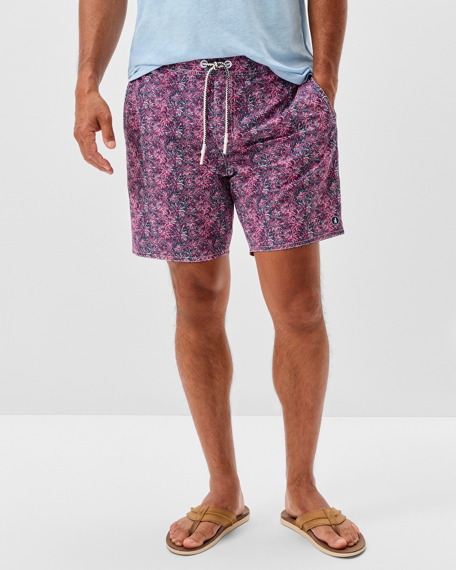 Johnnie-O Half Elastic 7" Swim Trunks, Star Spangled