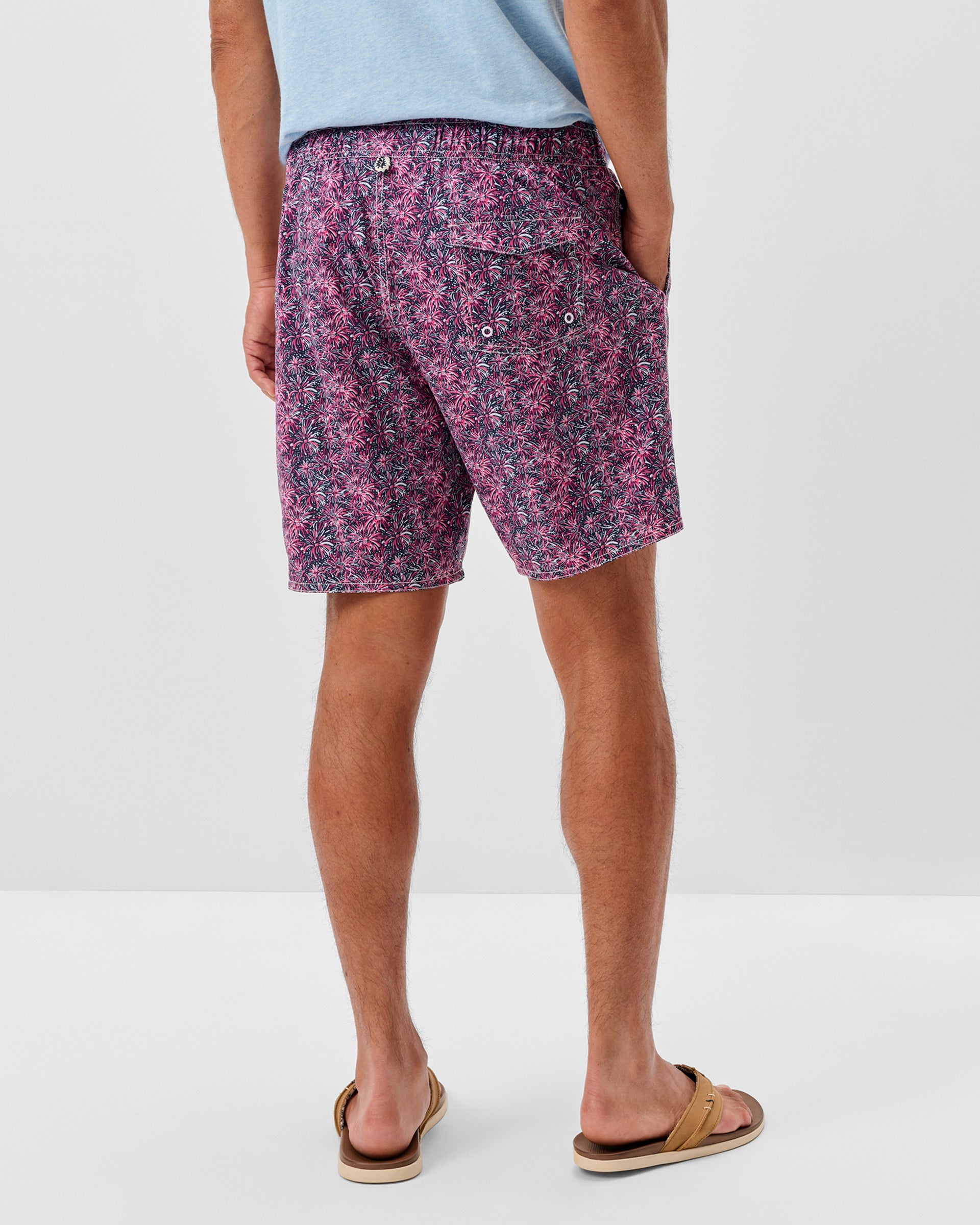 Johnnie-O Half Elastic 7" Swim Trunks, Star Spangled