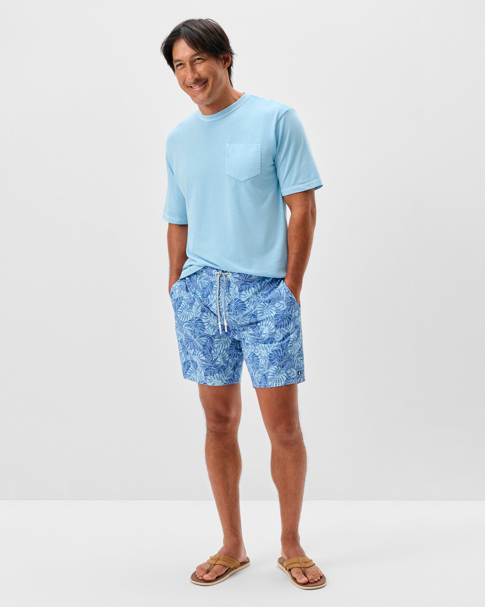 Johnnie-O Half Elastic 7" Swim Trunks, Curacao