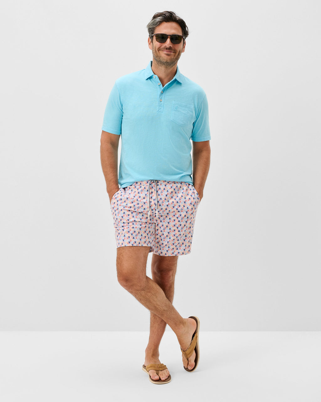Johnnie-O Half Elastic 7" Swim Trunks, Shelly