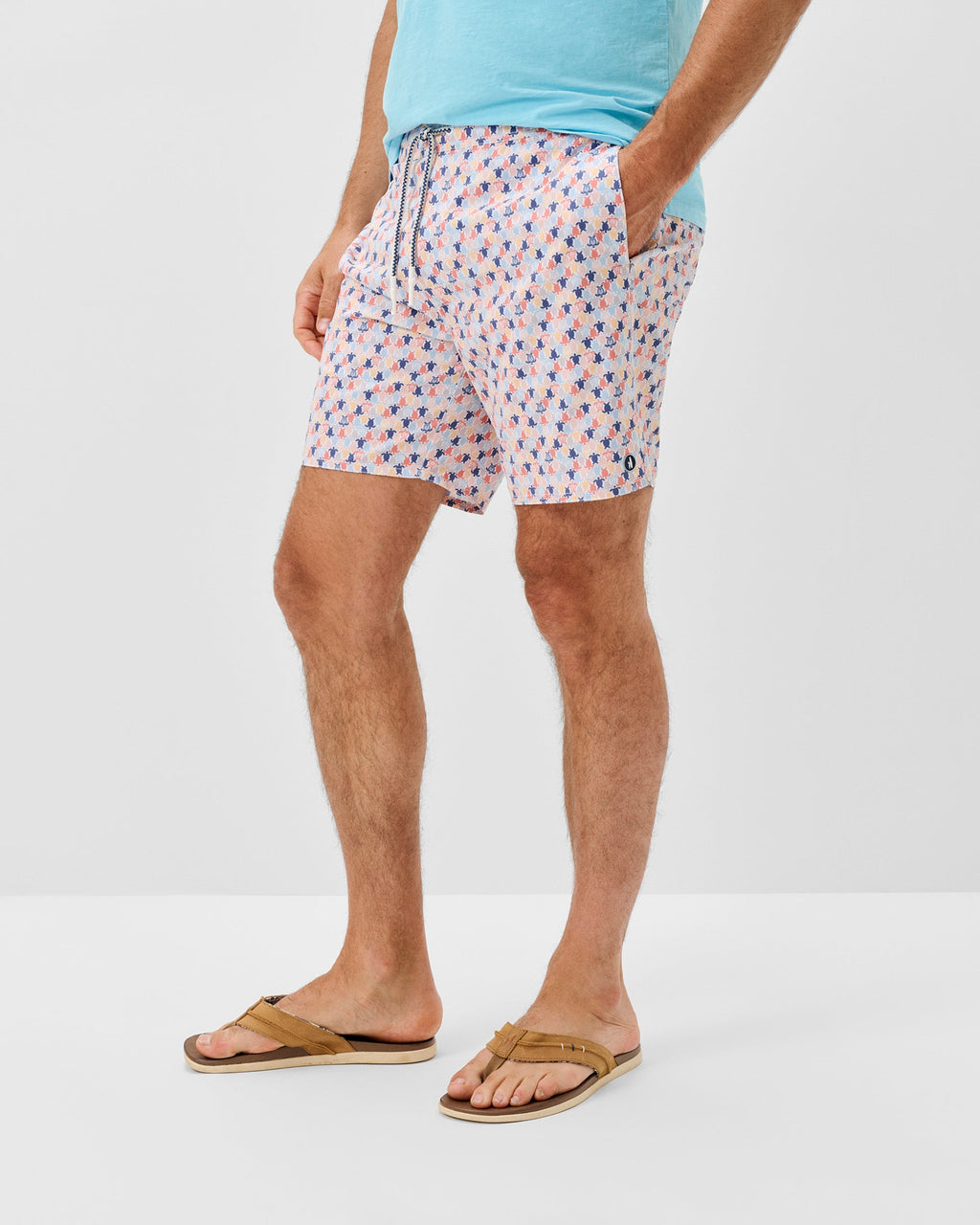 Johnnie-O Half Elastic 7" Swim Trunks, Shelly