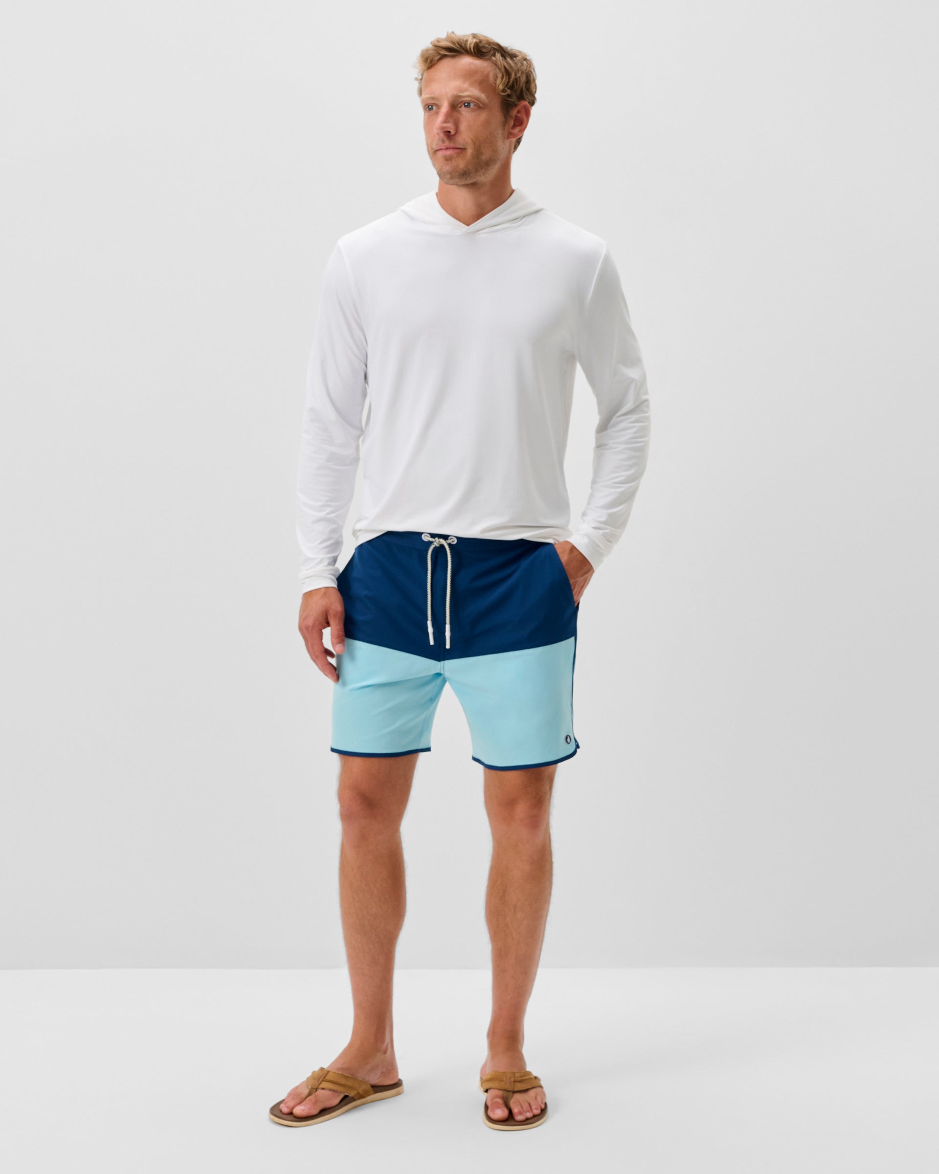 Johnnie-O Half Elastic 7" Swim Trunks - Tully, Sport Navy