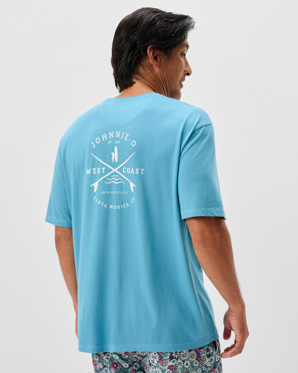 Johnnie-O Dale Cotton Blend T-Shirt - Born to Surf, Haze