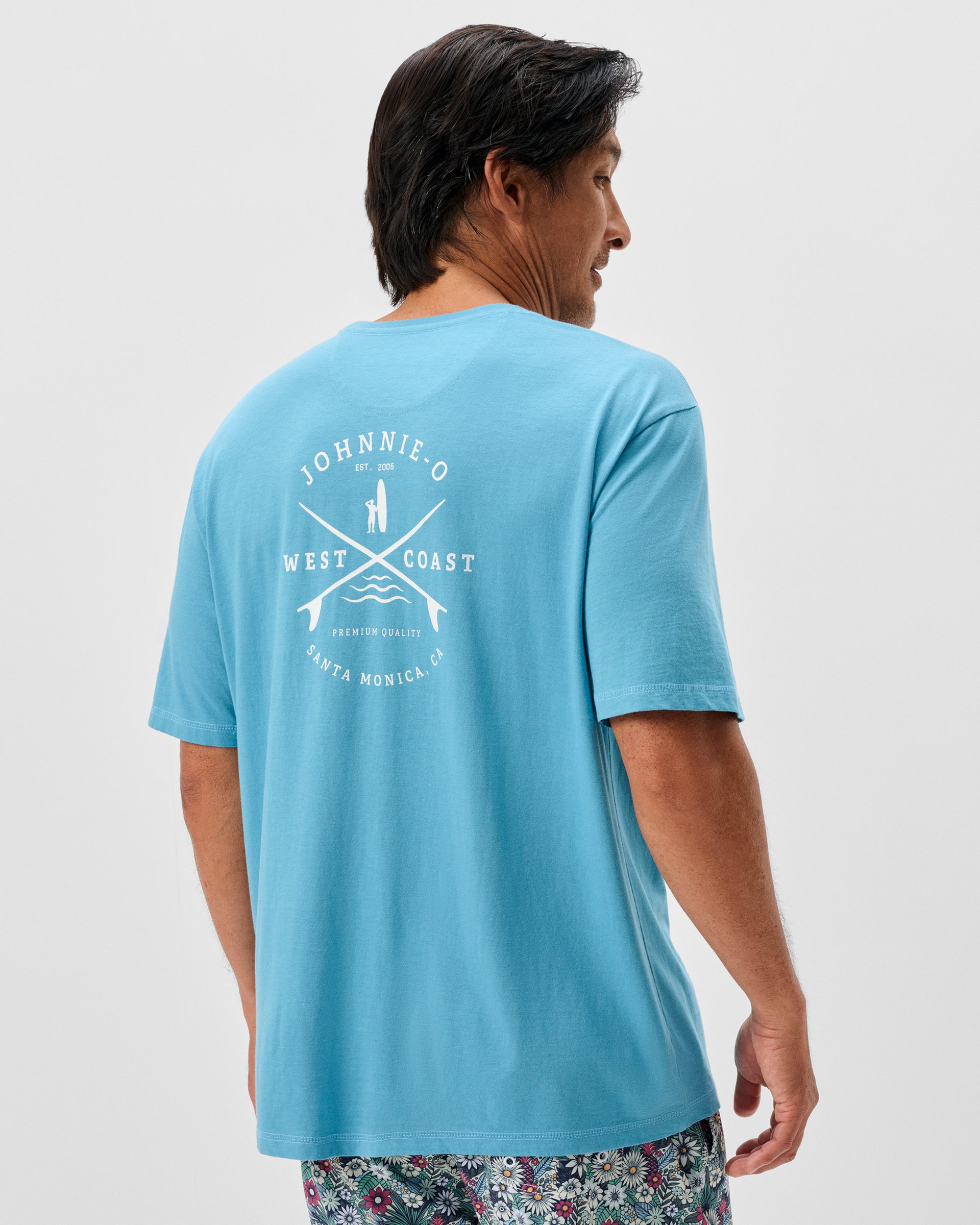 Johnnie-O Dale Cotton Blend T-Shirt - Born to Surf, Haze