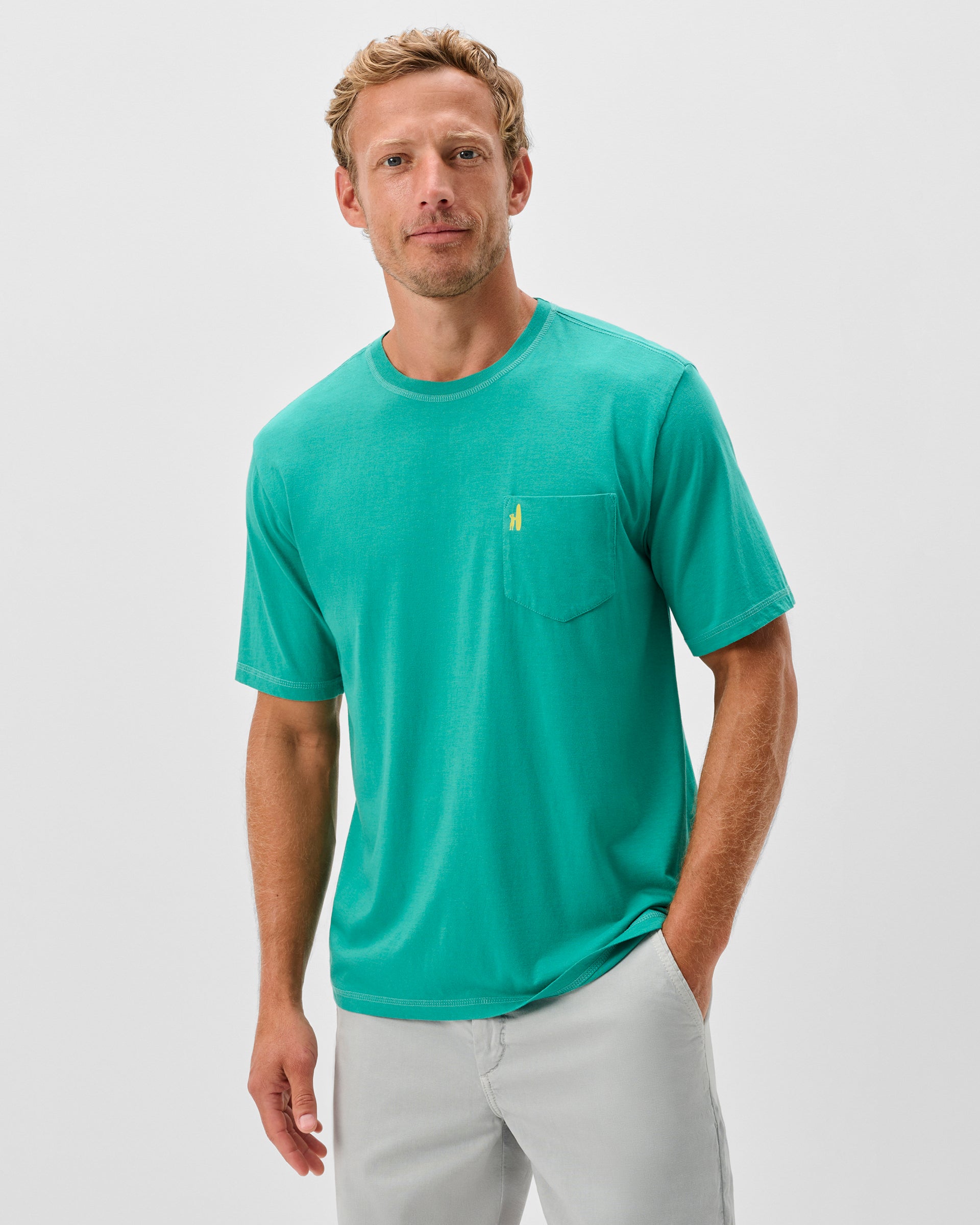 Johnnie-O Dale Cotton Blend T-Shirt - Wave Rider, Seaglass