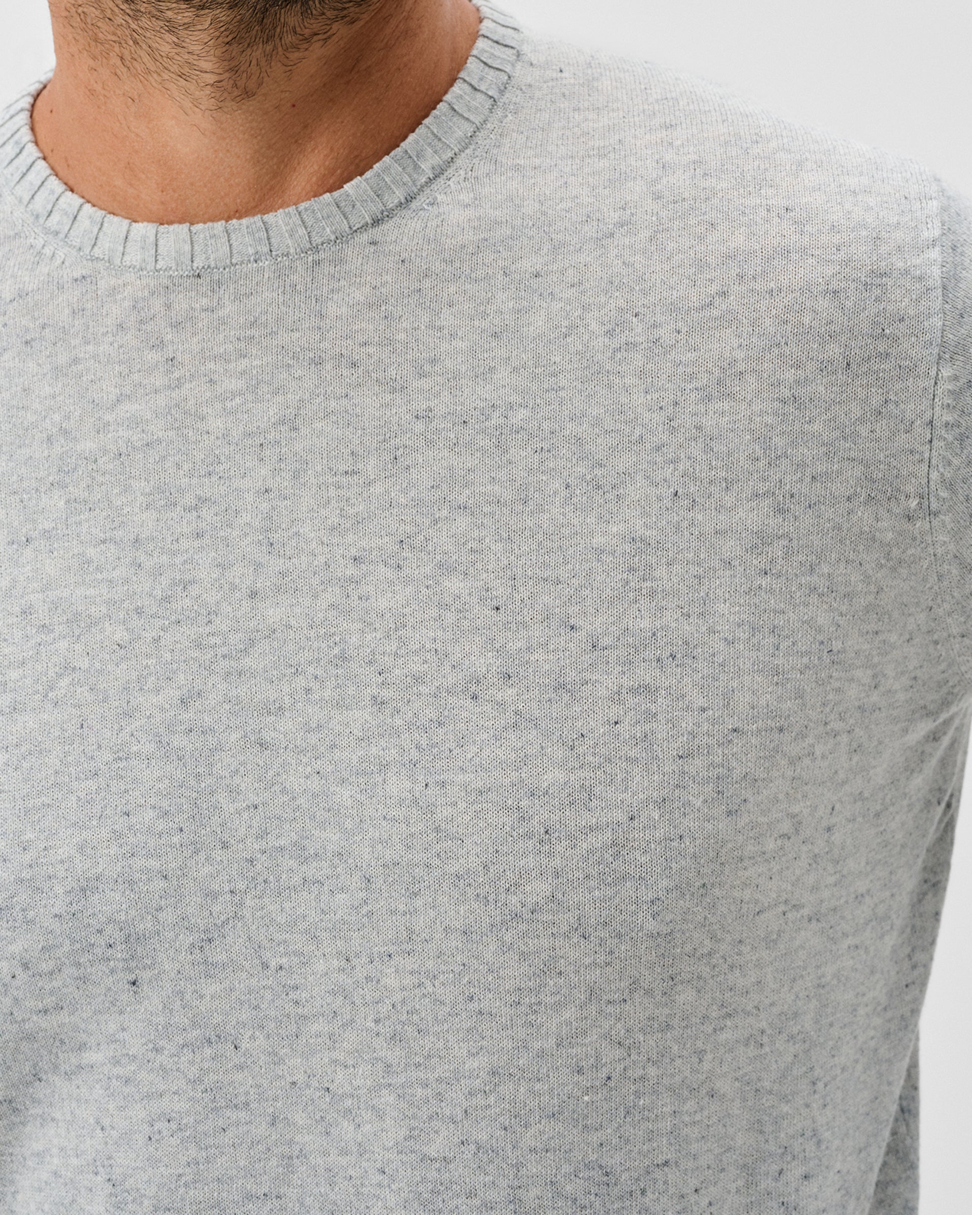 Johnnie-O Albus Heathered Linen Blend Crewneck Sweater, Light Gray
