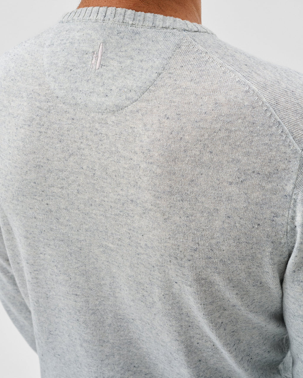 Johnnie-O Albus Heathered Linen Blend Crewneck Sweater, Light Gray