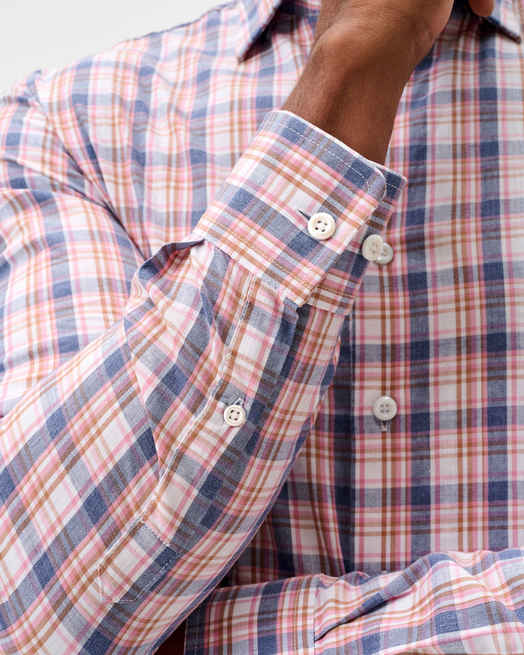 Johnnie-O Slub Cotton Button Down Shirt - Jordi Plaid, Lollipop