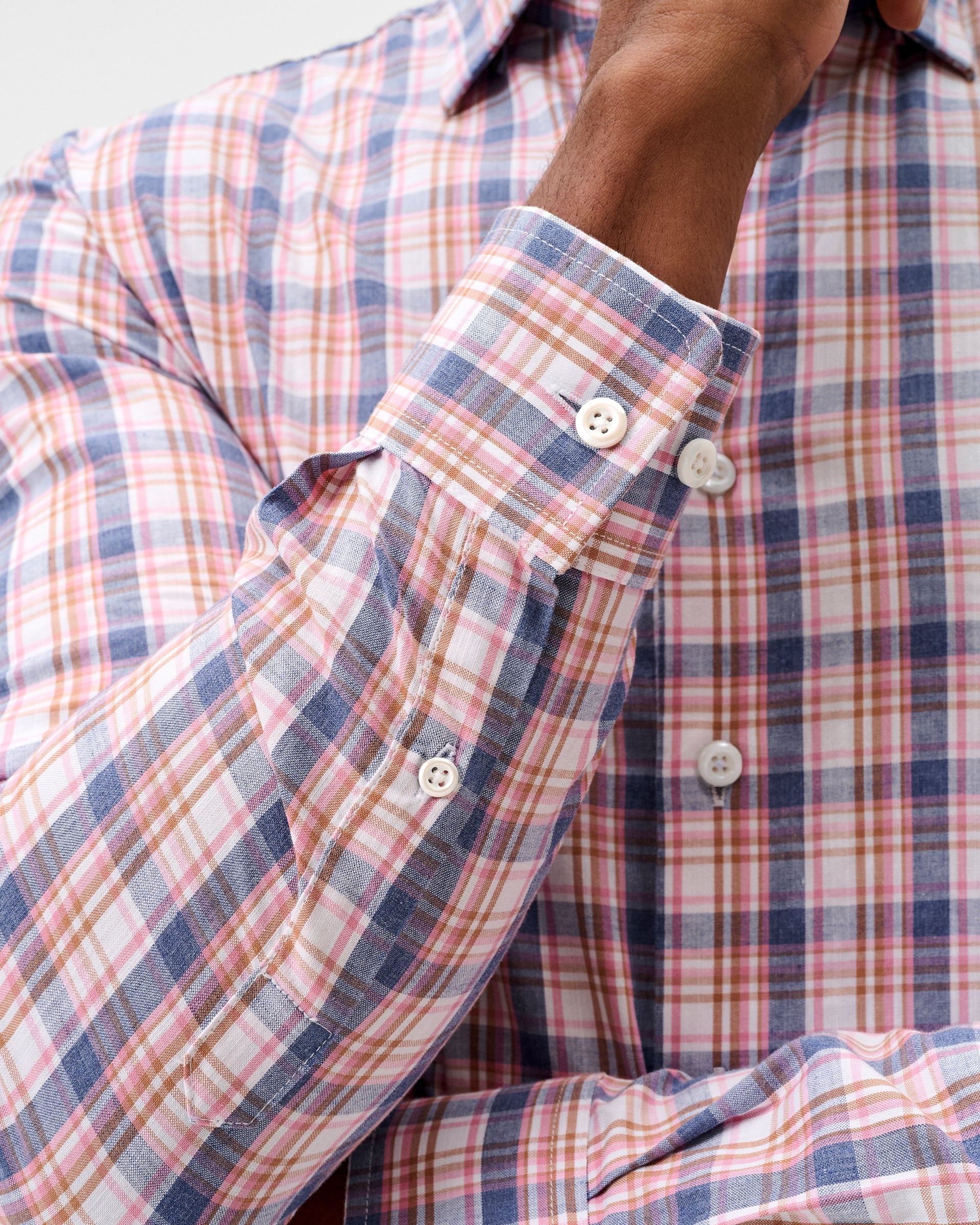Johnnie-O Slub Cotton Button Down Shirt - Jordi Plaid, Lollipop