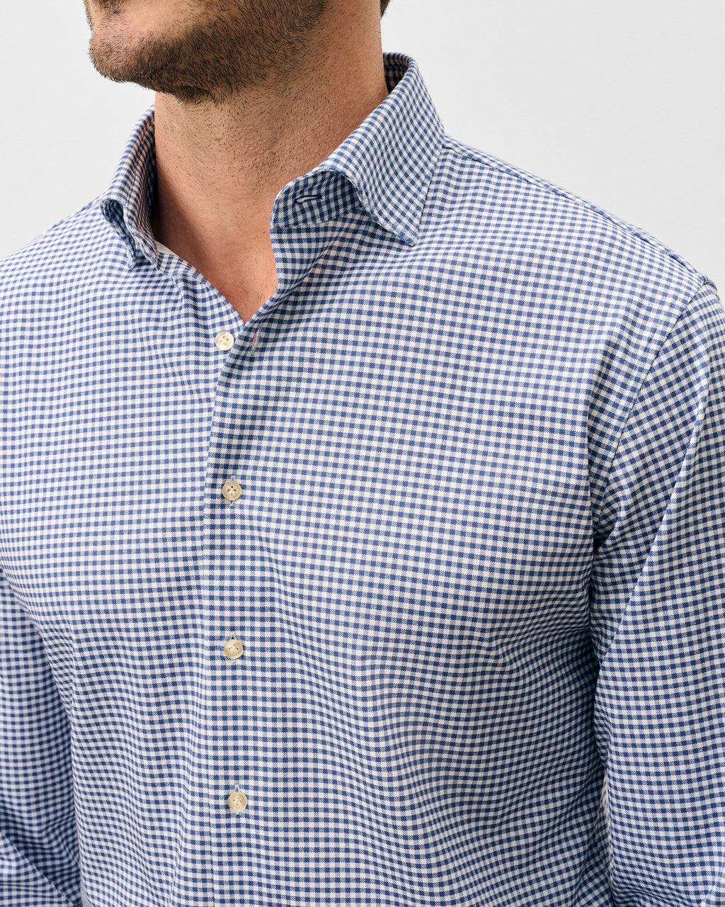 Johnnie-O Fine Pique Knit Button Down Shirt - Albro Check, Navy