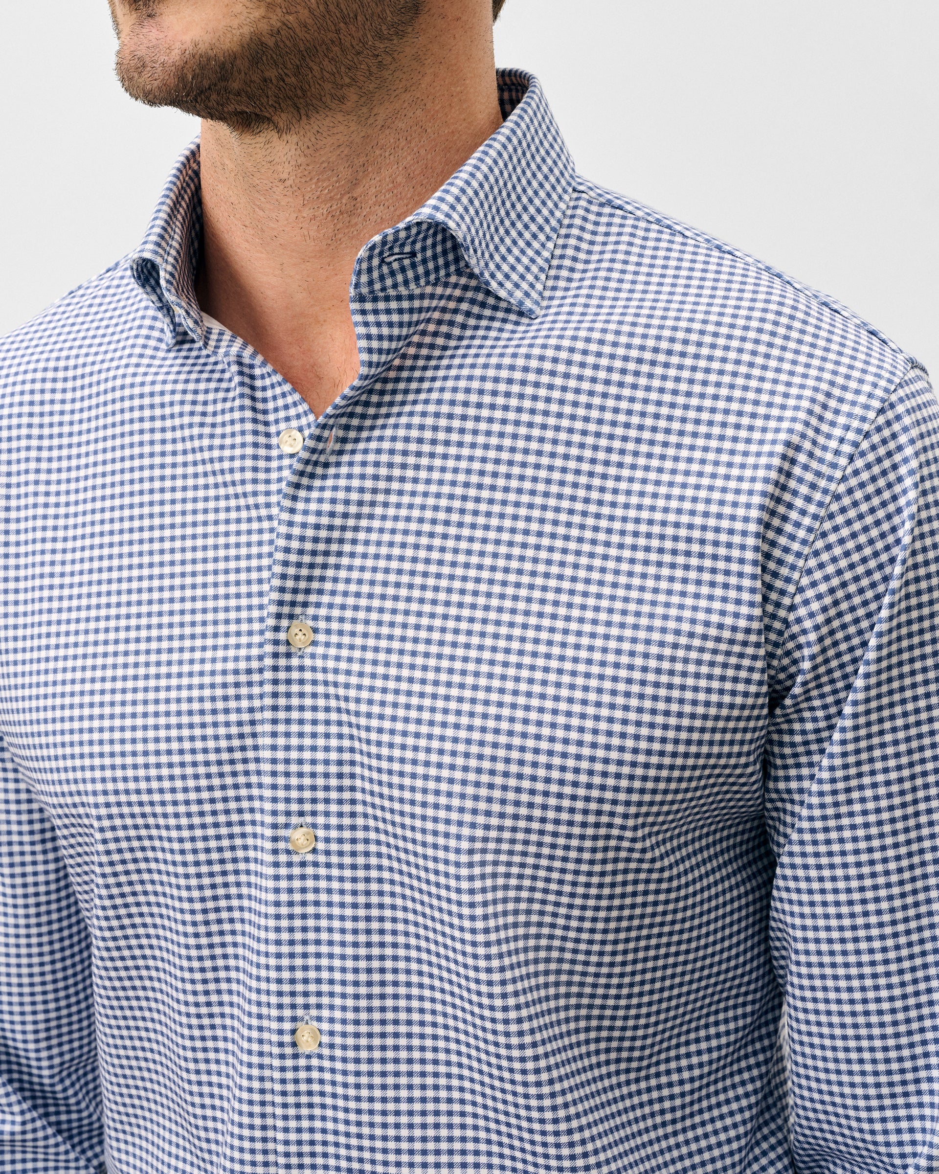 Johnnie-O Fine Pique Knit Button Down Shirt - Albro Check, Navy