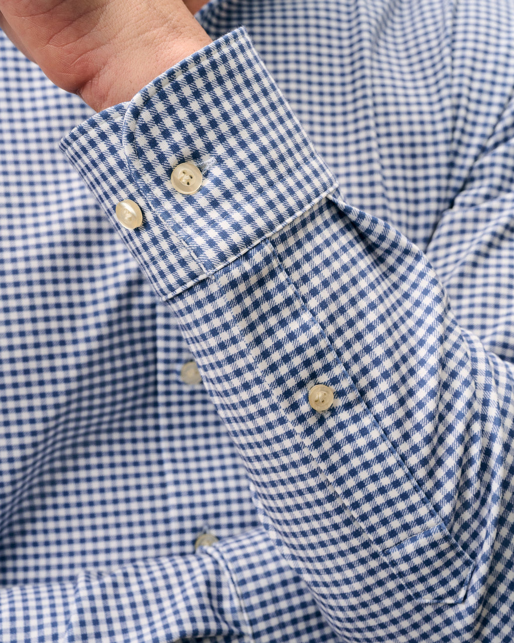 Johnnie-O Fine Pique Knit Button Down Shirt - Albro Check, Navy
