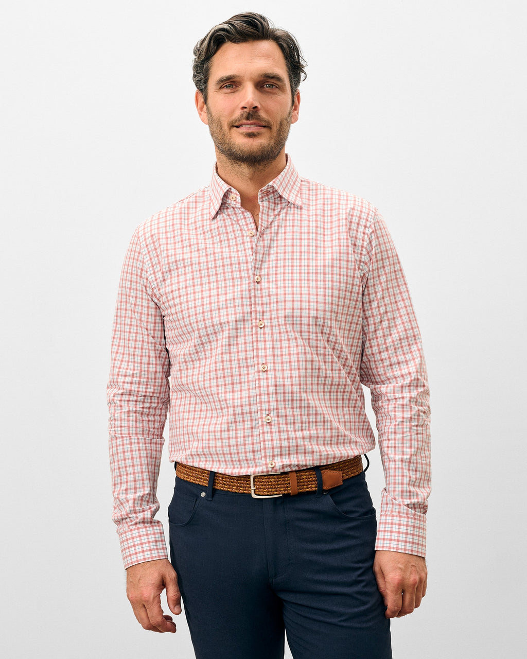 Johnnie-O Cotton Button Down Shirt - Trauber Tattersall, Malibu Red