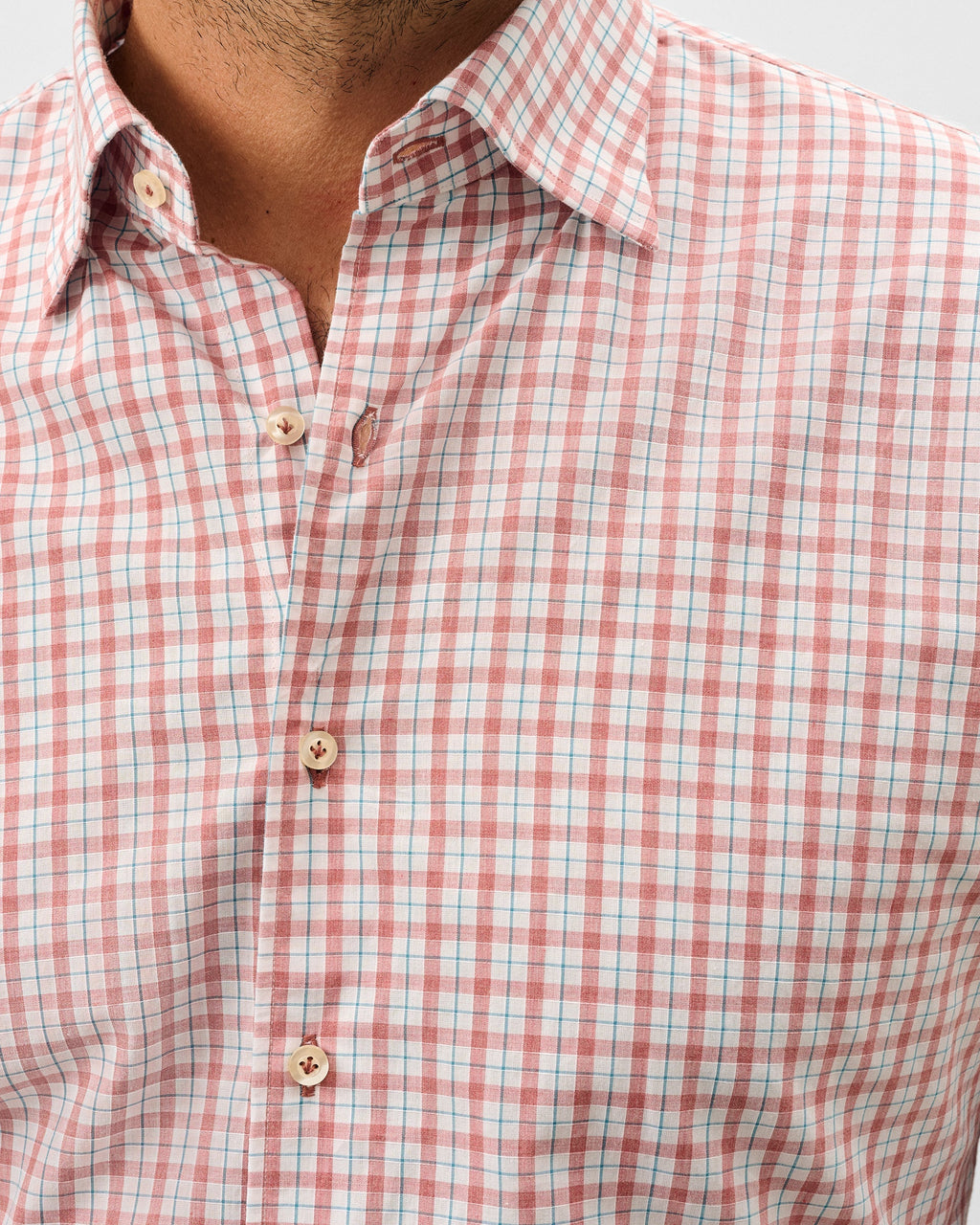 Johnnie-O Cotton Button Down Shirt - Trauber Tattersall, Malibu Red