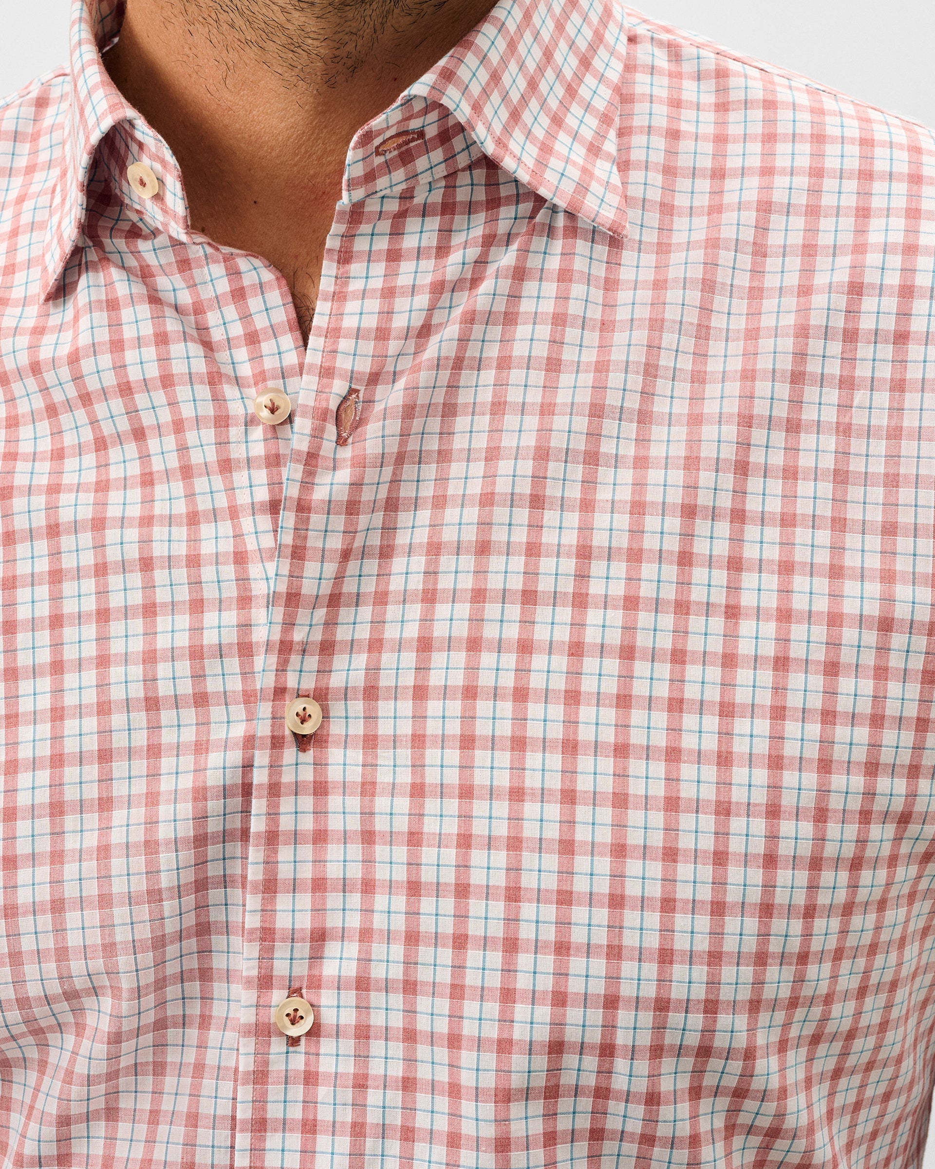 Johnnie-O Cotton Button Down Shirt - Trauber Tattersall, Malibu Red