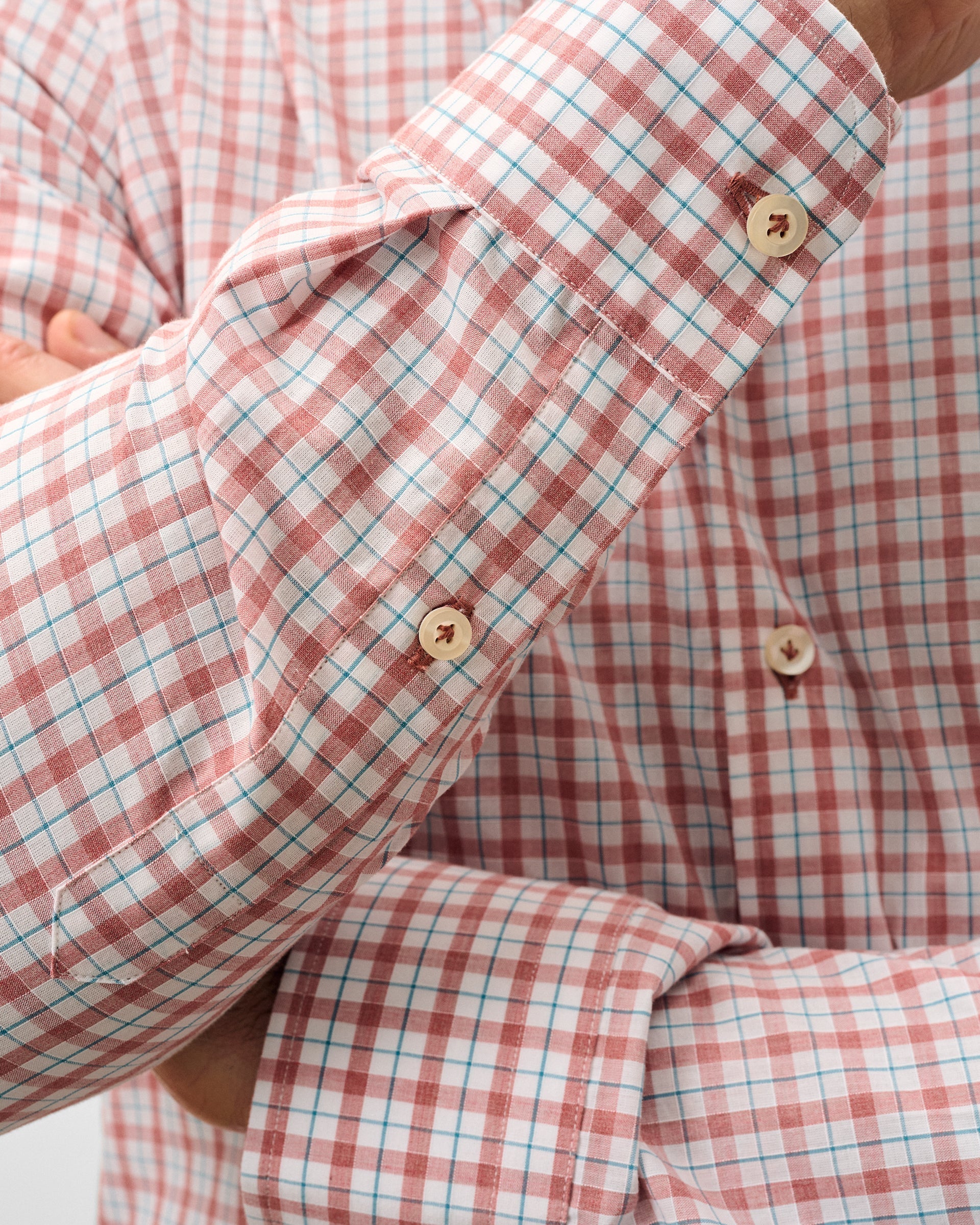 Johnnie-O Cotton Button Down Shirt - Trauber Tattersall, Malibu Red