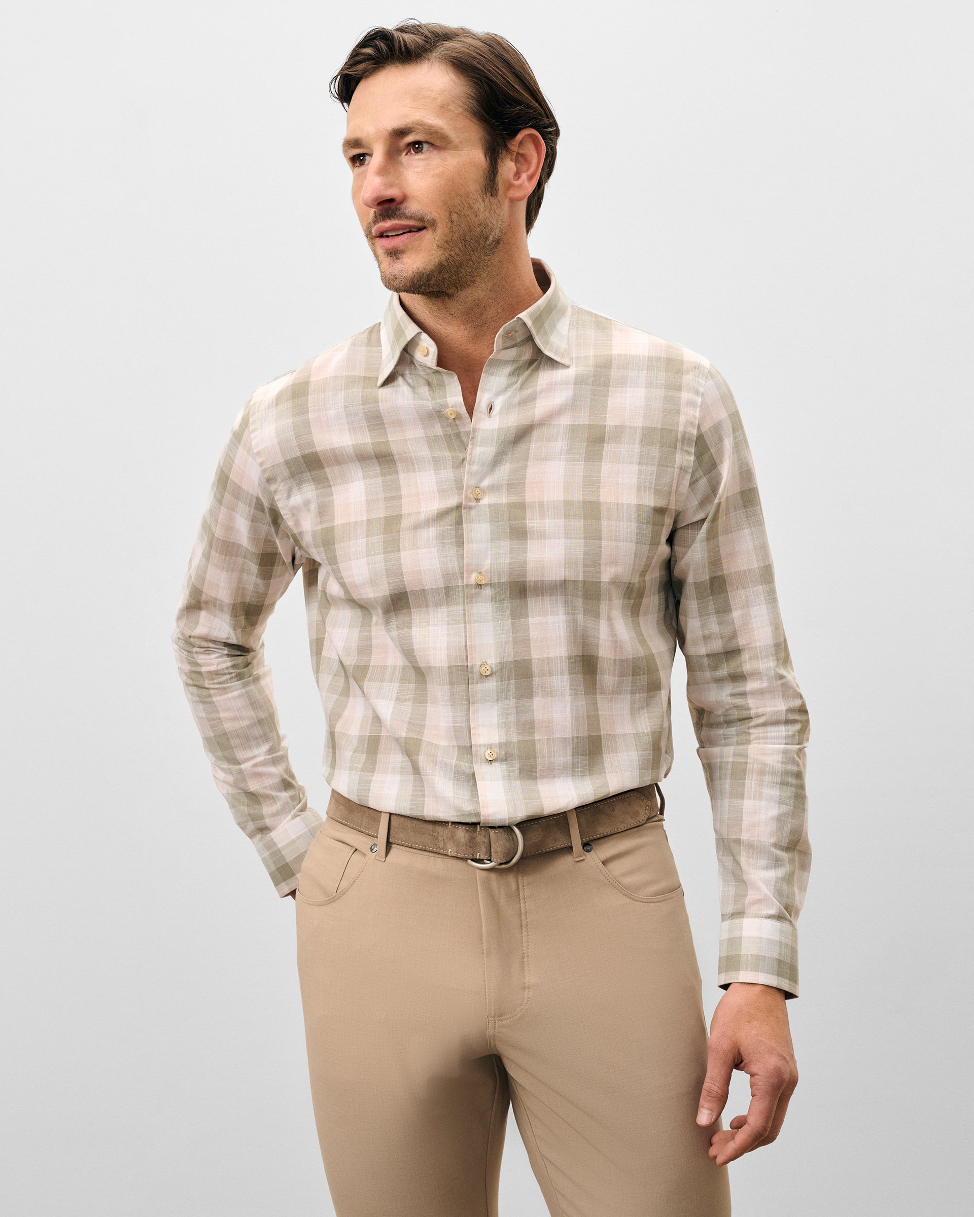 Johnnie-O Cotton Button Down Shirt - Umstead Plaid, Sage