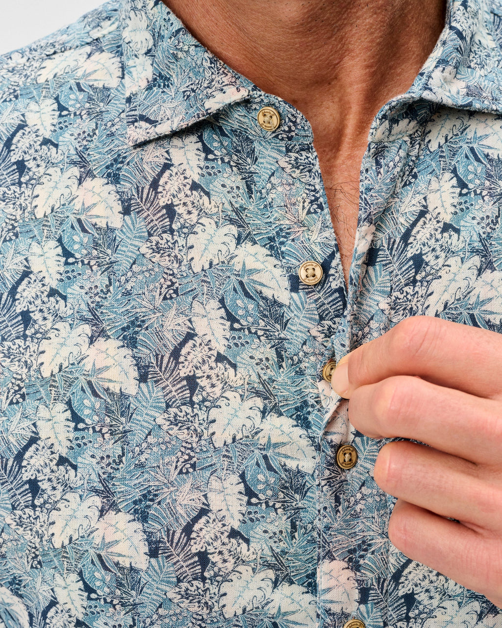 Johnnie-O "Surf Flannel" Short Sleeve Button Down Shirt - Ragland Printed Double Face, Wake
