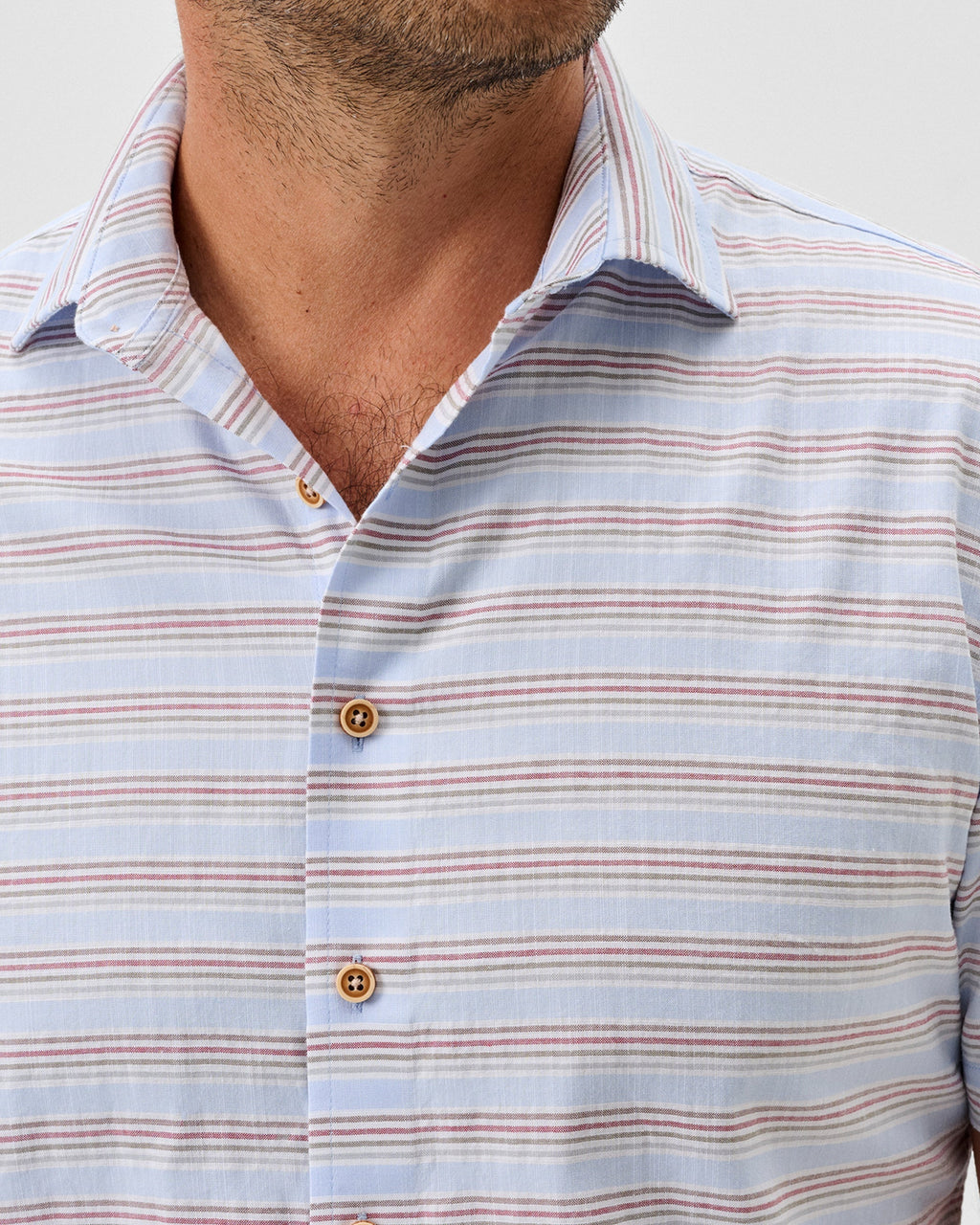Johnnie-O Cotton Blend Short Sleeve Button Down Shirt - Leander Printed Slub Cotton
