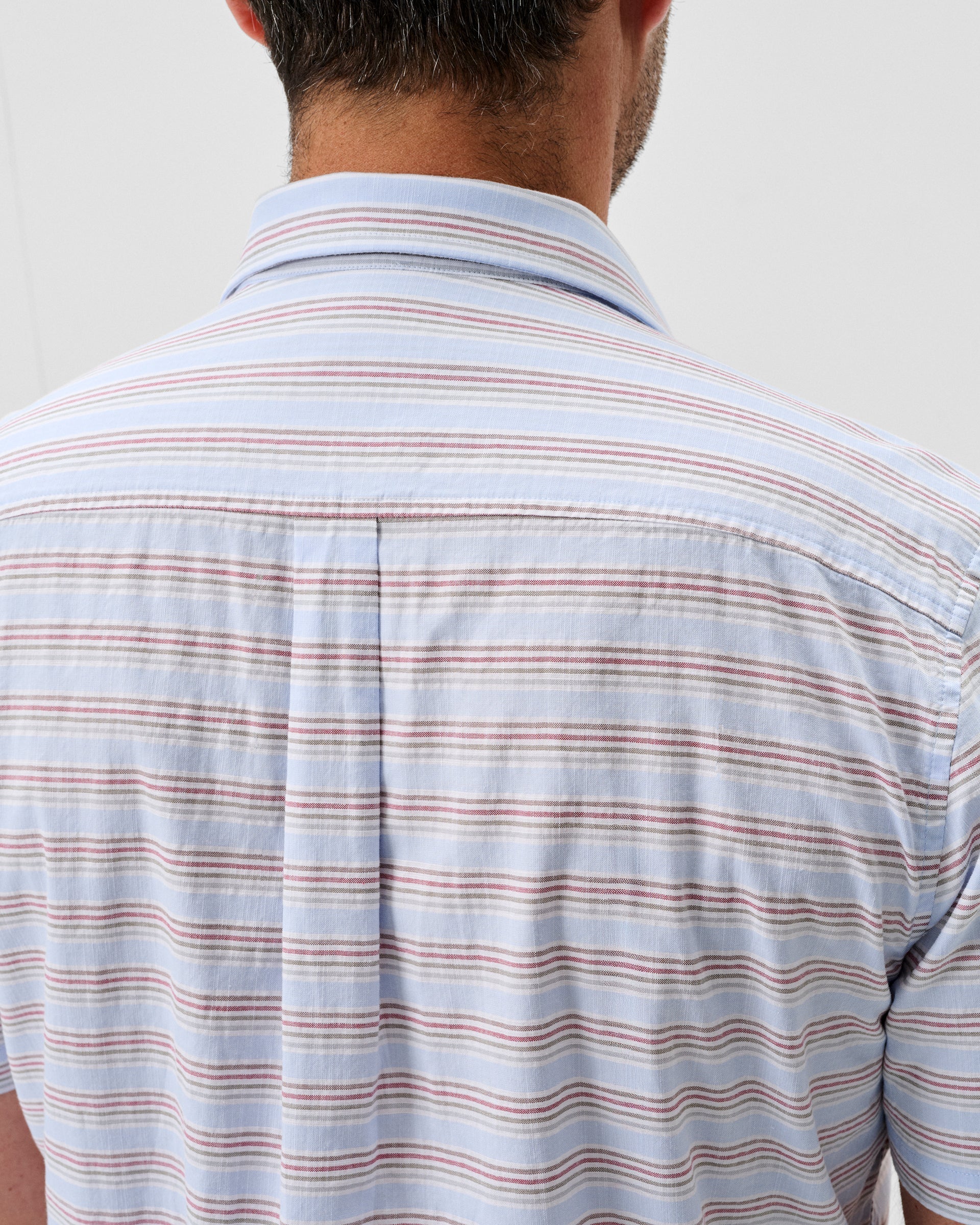 Johnnie-O Cotton Blend Short Sleeve Button Down Shirt - Leander Printed Slub Cotton