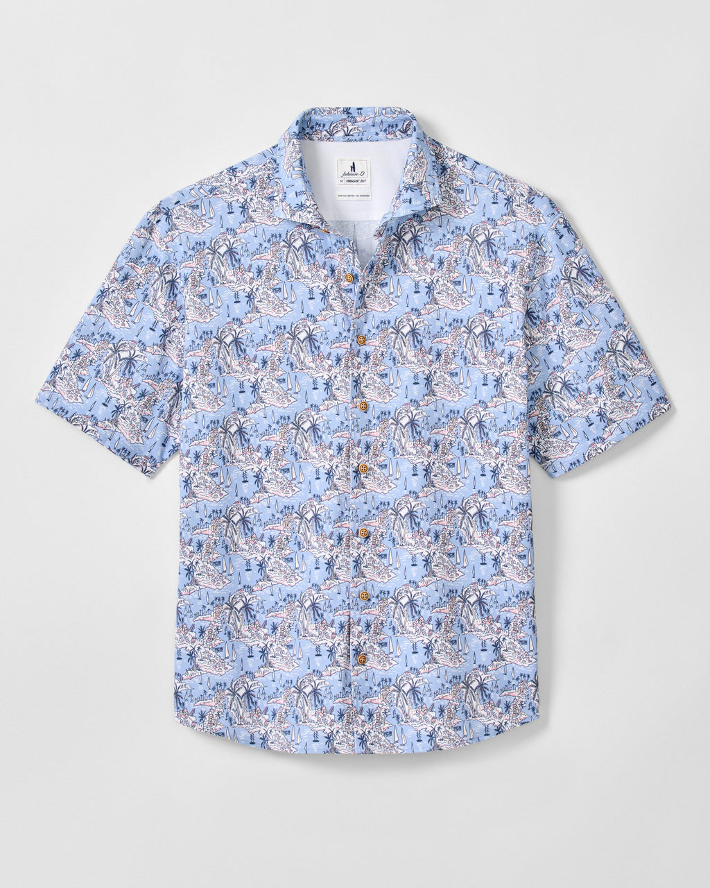 Johnnie-O Printed Mesh Short Sleeve Button Down Shirt - Otto Printed Knit, Infinity