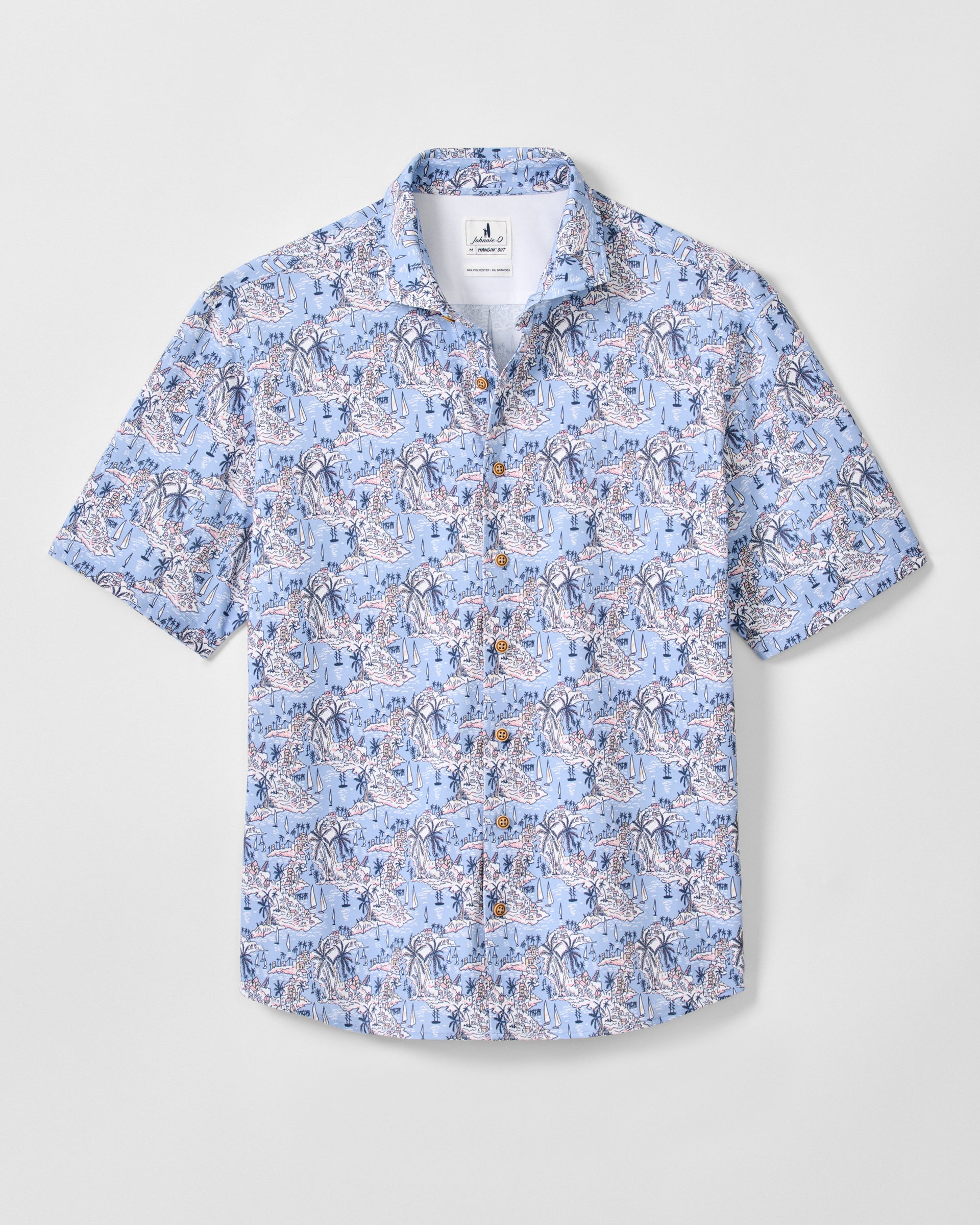 Johnnie-O Printed Mesh Short Sleeve Button Down Shirt - Otto Printed Knit, Infinity
