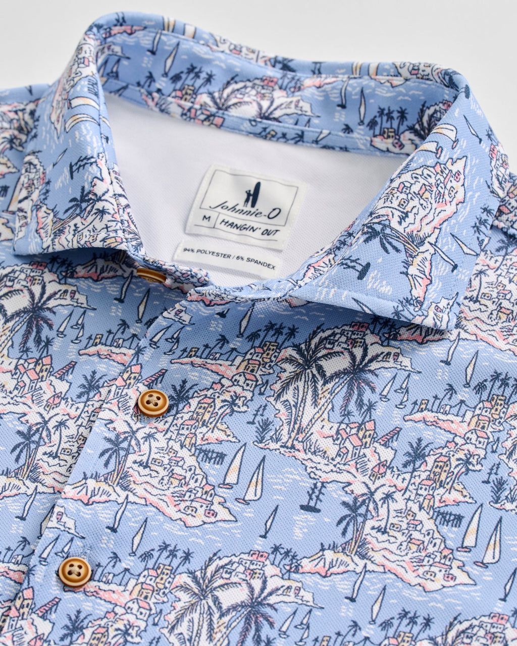Johnnie-O Printed Mesh Short Sleeve Button Down Shirt - Otto Printed Knit, Infinity