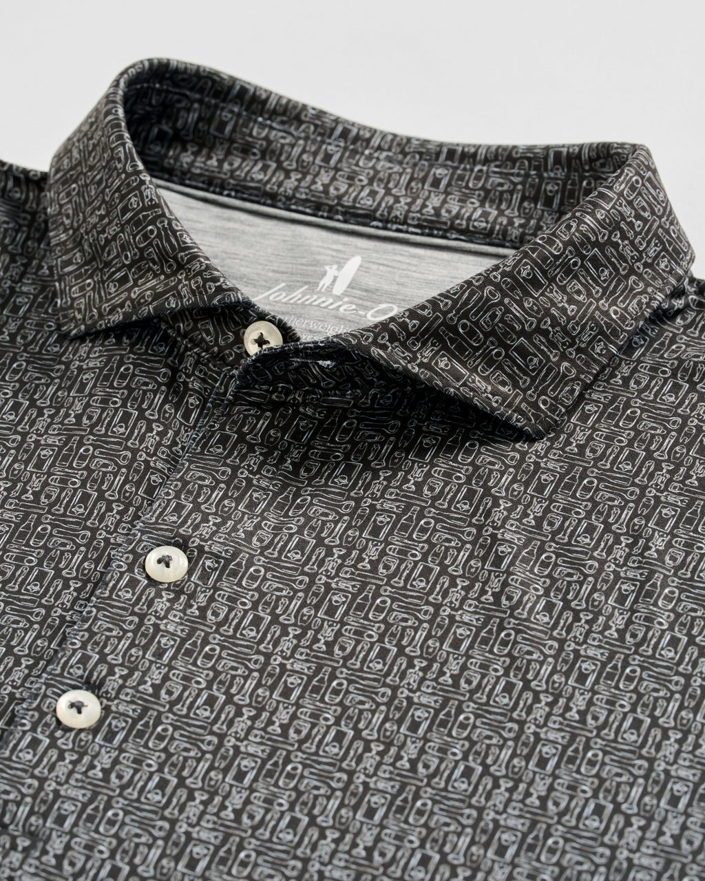Johnnie-O Featherweight Performance Polo - Popping Tops, Black