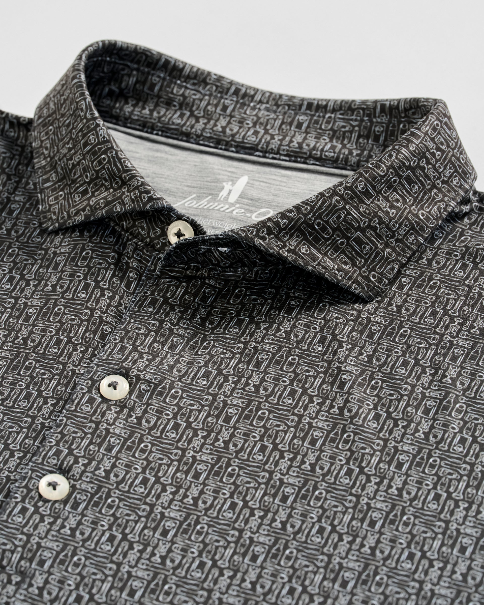Johnnie-O Featherweight Performance Polo - Popping Tops, Black