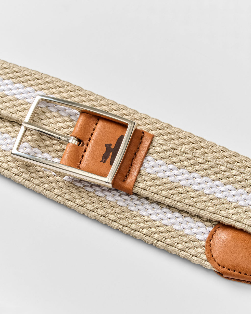 Johnnie-O Reversible Stripe Stretch Belt, Light Khaki