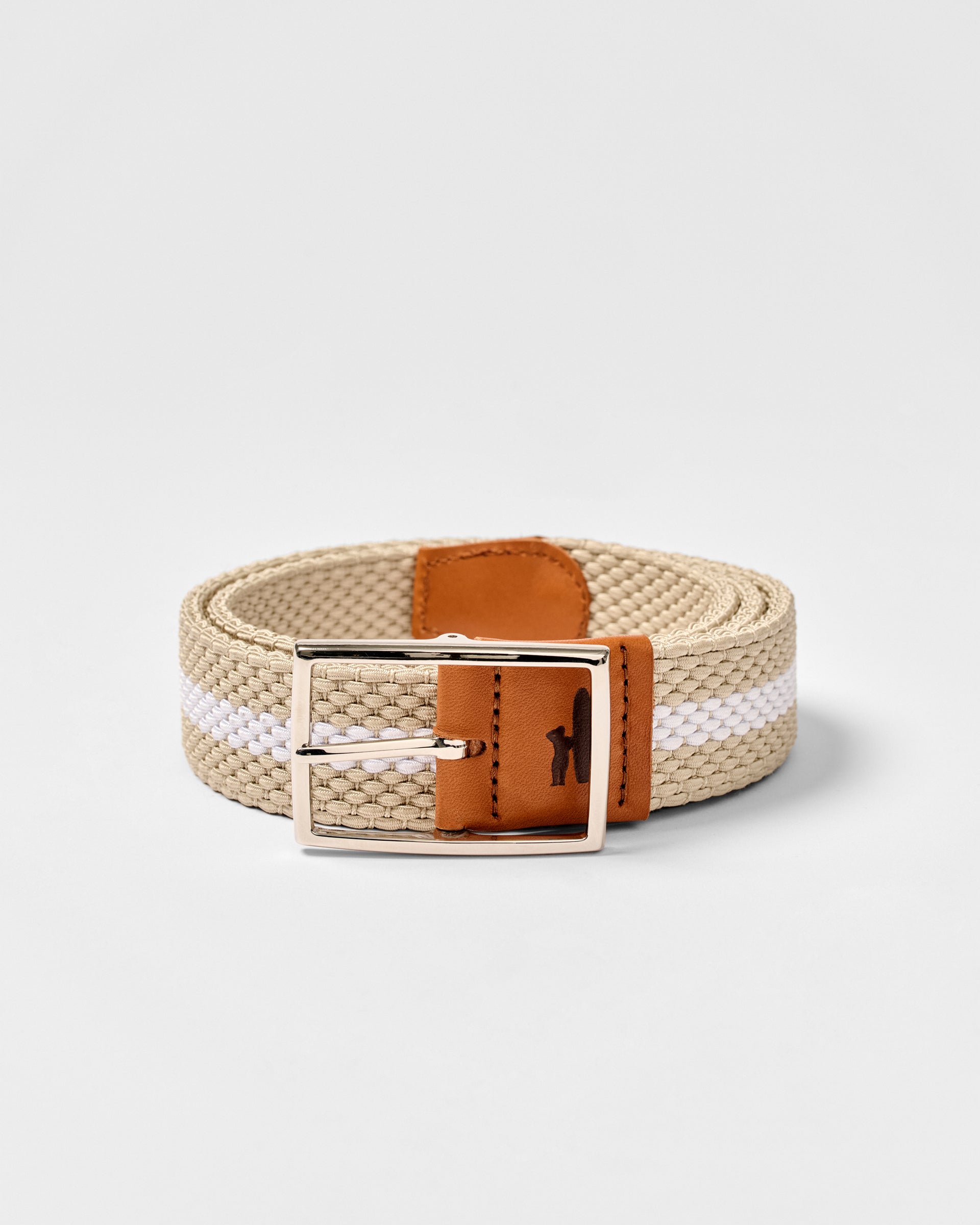 Johnnie-O Reversible Stripe Stretch Belt, Light Khaki