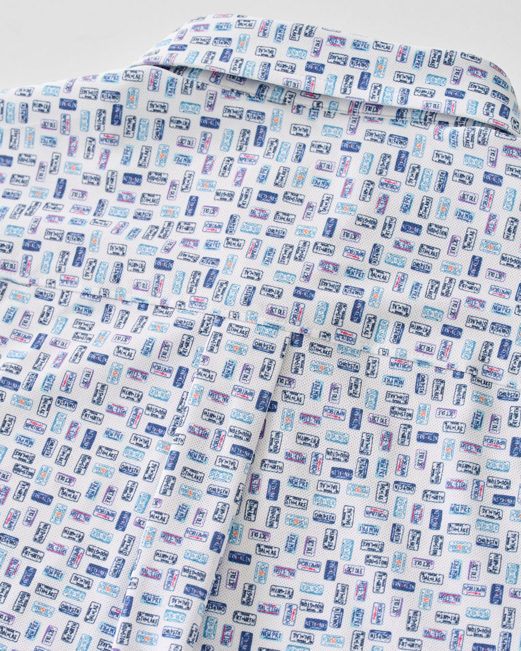 Johnnie-O Printed Mesh Short Sleeve Button Down Shirt - Roadtrip Printed Knit, White