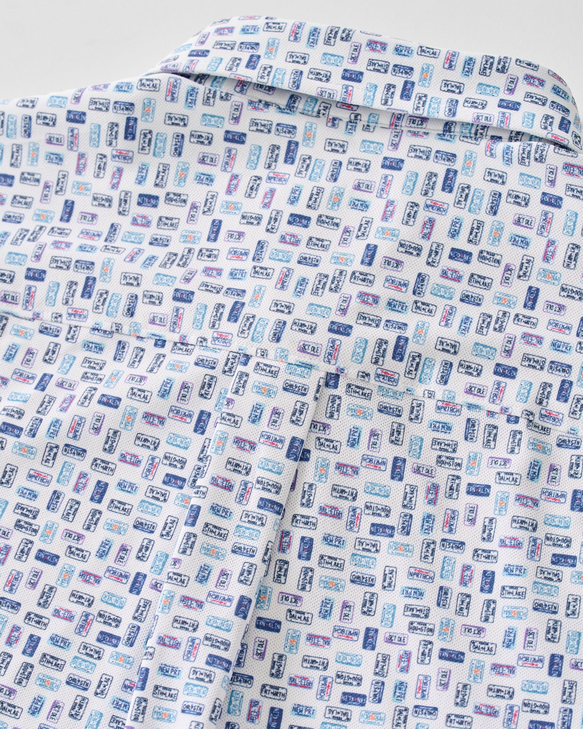 Johnnie-O Printed Mesh Short Sleeve Button Down Shirt - Roadtrip Printed Knit, White