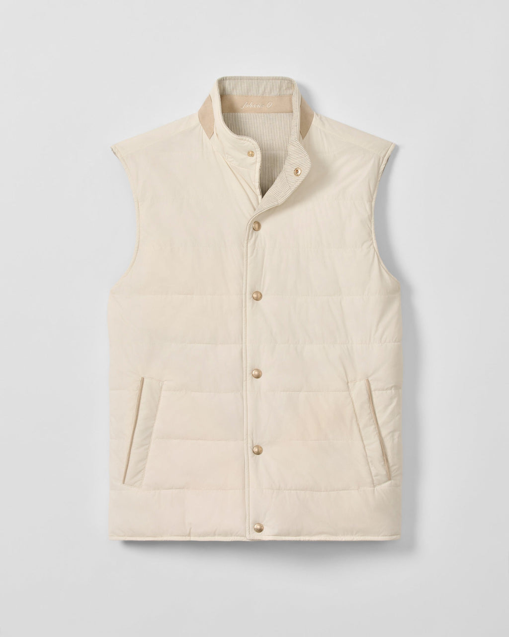 Johnnie-O Sandhills Reversible Snap Front Vest, Stone