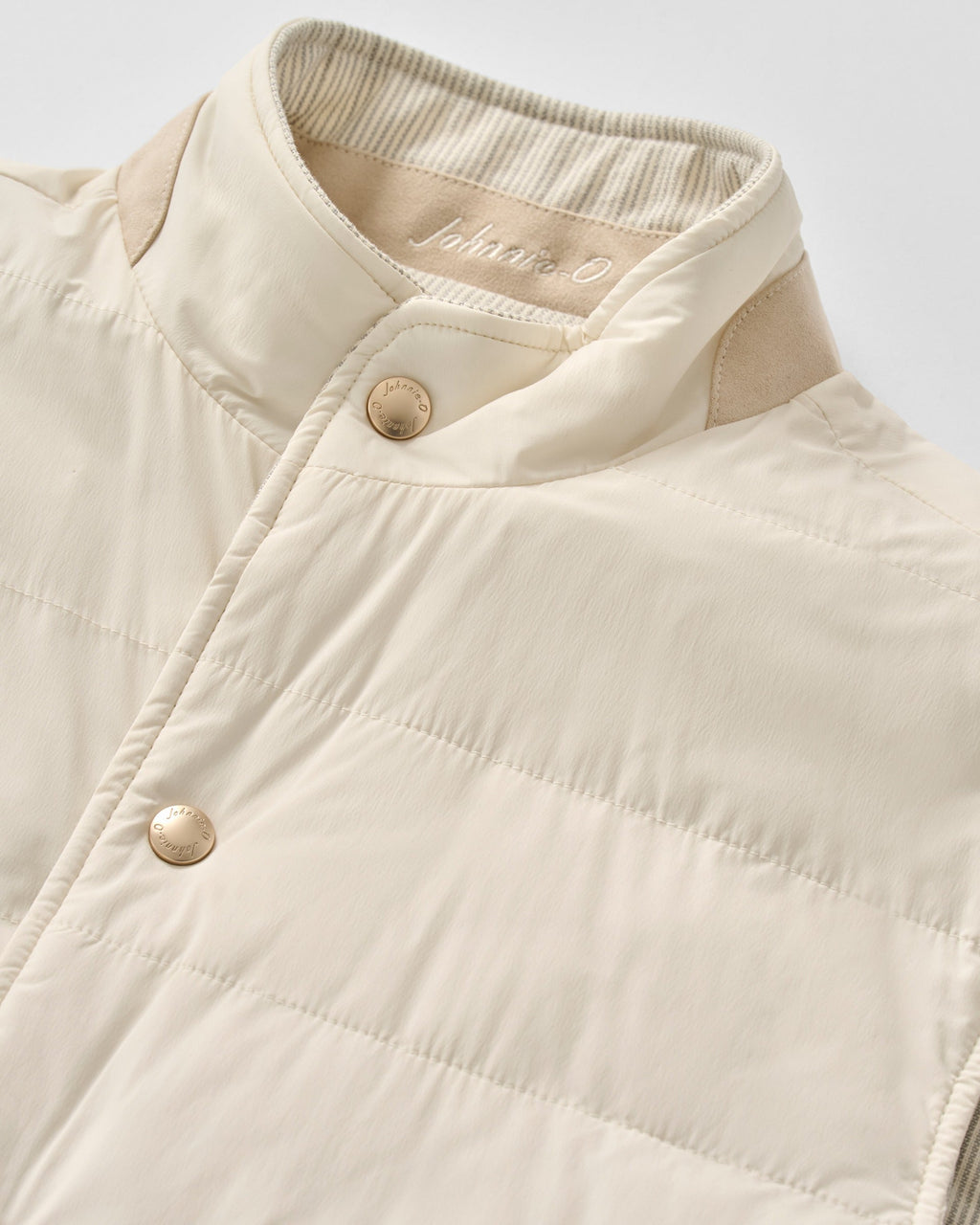 Johnnie-O Sandhills Reversible Snap Front Vest, Stone