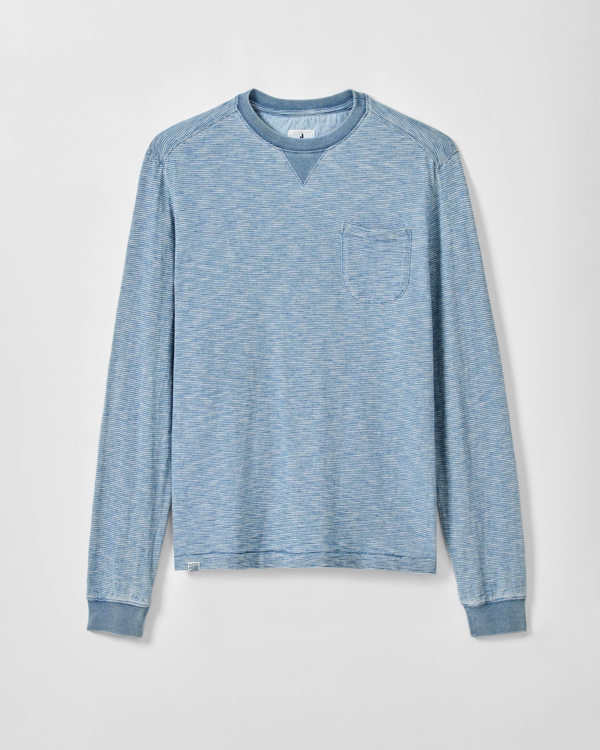 Johnnie-O Spurlin Indigo Jersey Crewneck Long Sleeve T-Shirt, Indigo