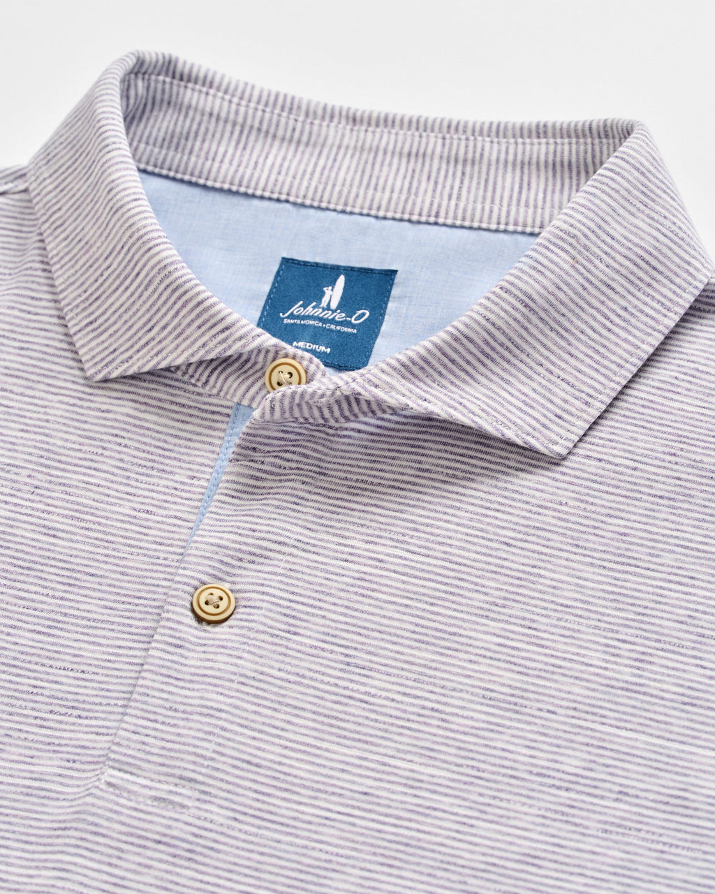 Johnnie-O Slub Cotton Blend Polo - Thatcher Stripe, Bluestone