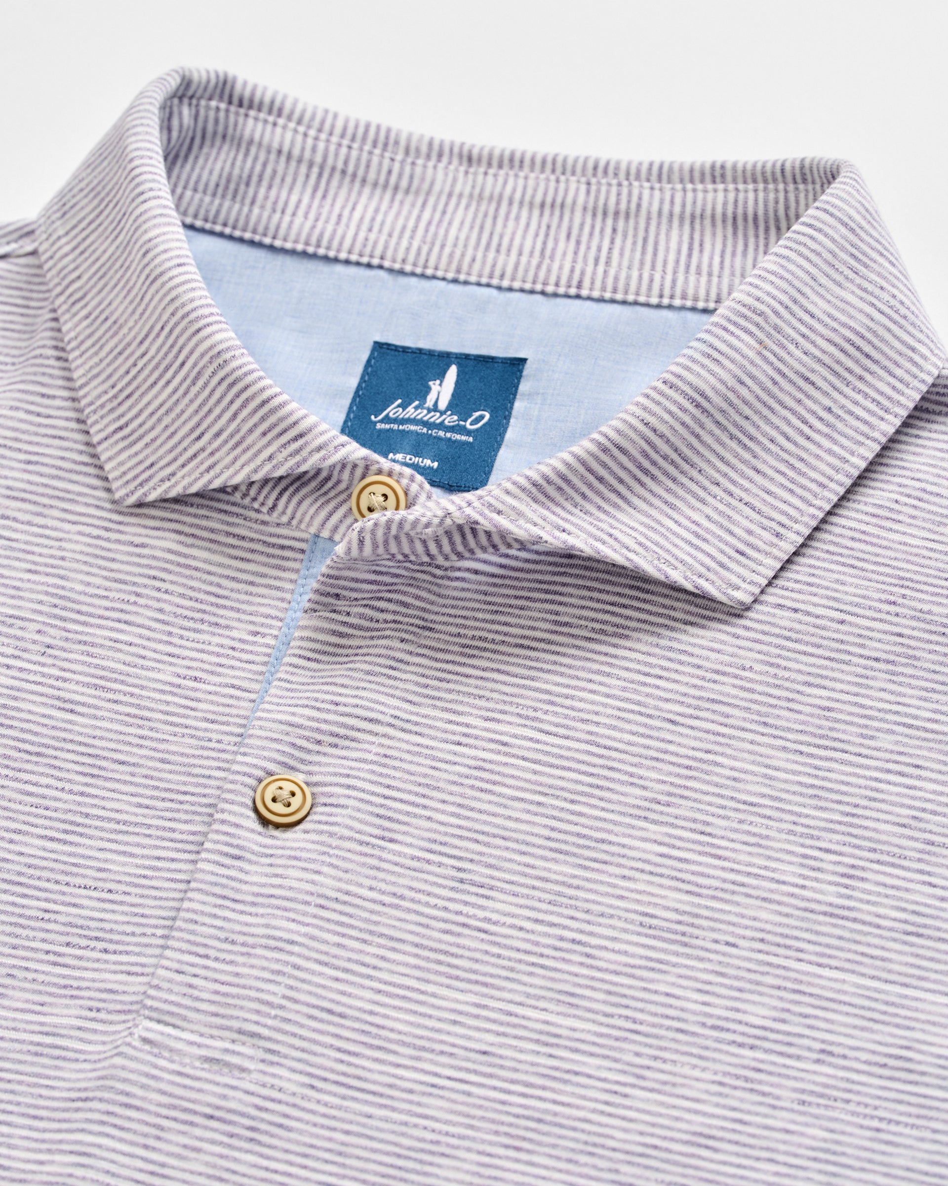Johnnie-O Slub Cotton Blend Polo - Thatcher Stripe, Bluestone