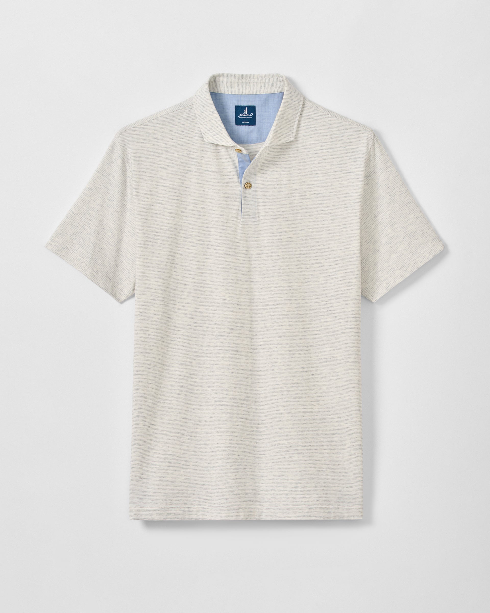 Johnnie-O Slub Cotton Blend Polo - Thatcher Stripe, Light Gray
