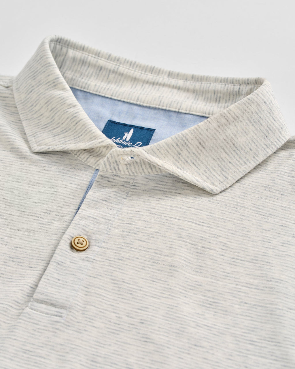 Johnnie-O Slub Cotton Blend Polo - Thatcher Stripe, Light Gray