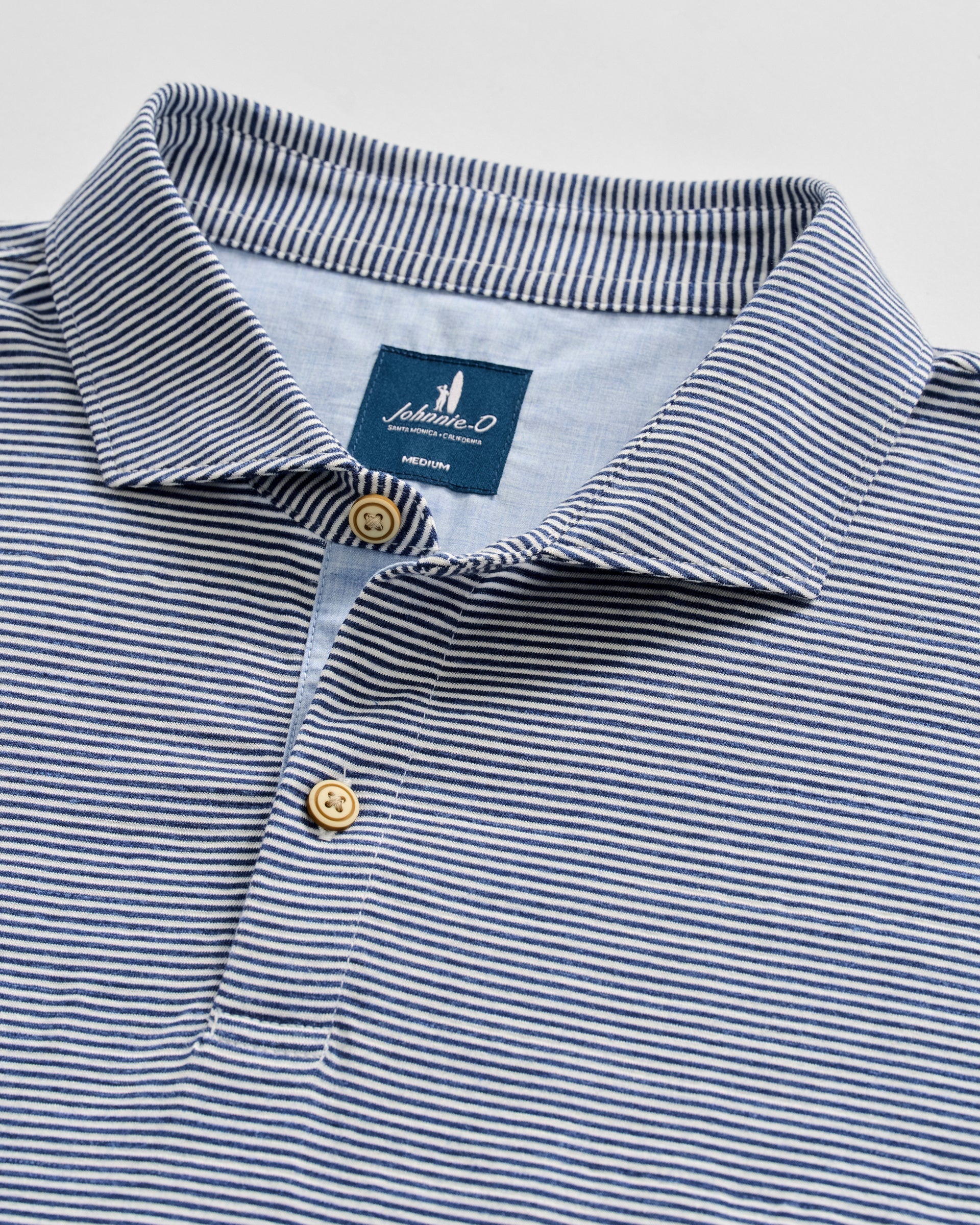Johnnie-O Slub Cotton Blend Polo - Thatcher Stripe, Navy
